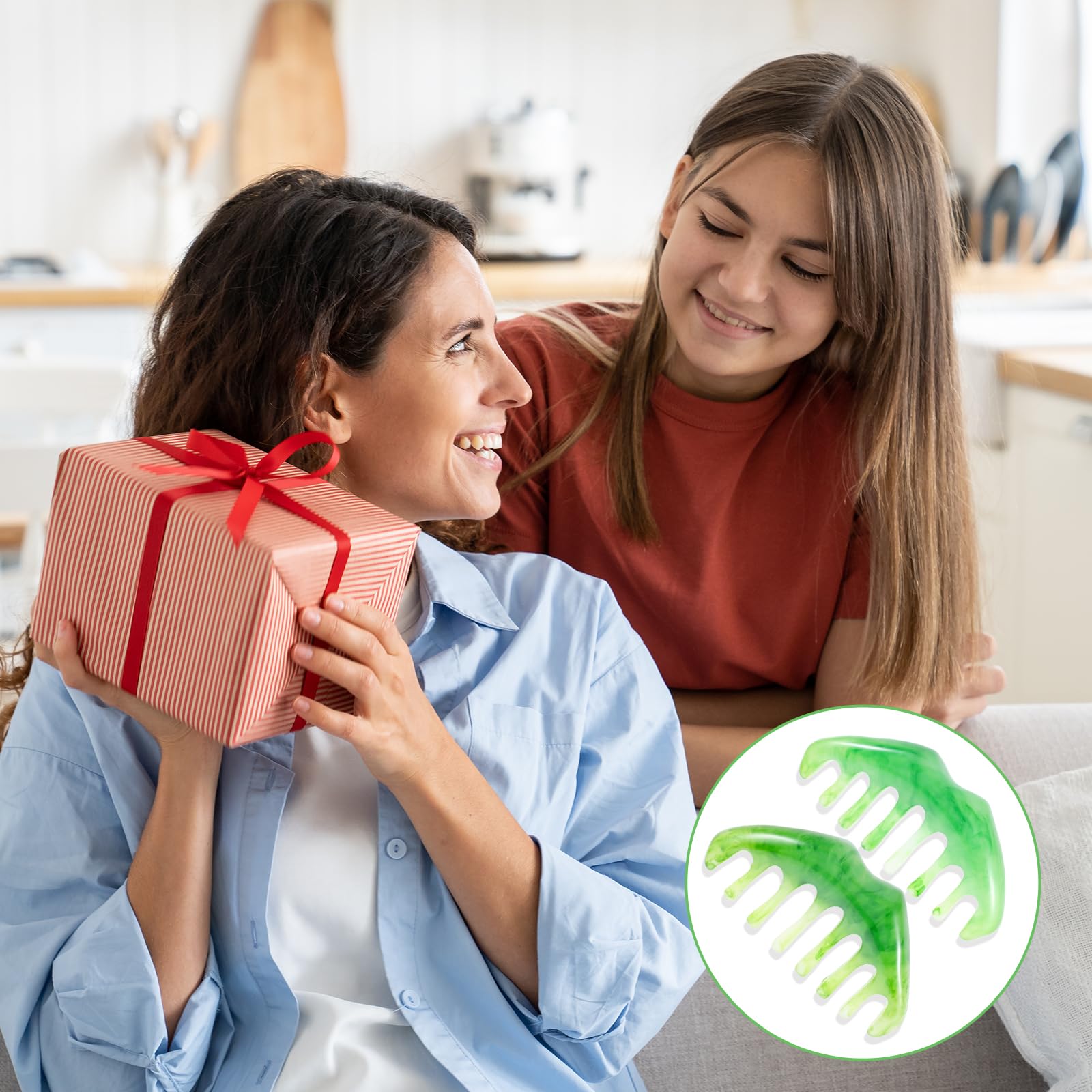 2PCS Gua Sha Comb & Facial Massage Tool - Handheld Head & Body Massager for Relaxation, Scalp Care, and Stress Relief - Perfect for Home Spa, Self-Care, and Postpartum Recovery