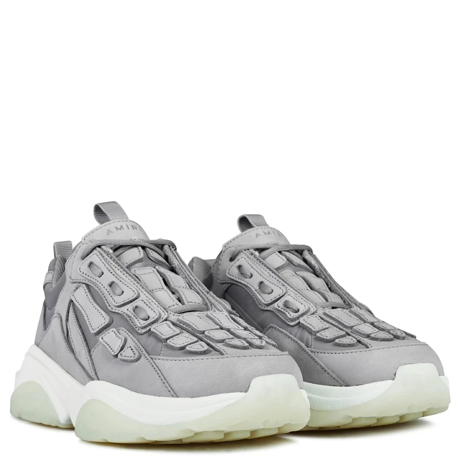 Amiri Grey Bone Runner Sneakers - Men's Luxury High-Top Fashion Shoes for Casual & Streetwear Style | Perfect for Urban Outfits, Night Out, and Sneakerhead Collections