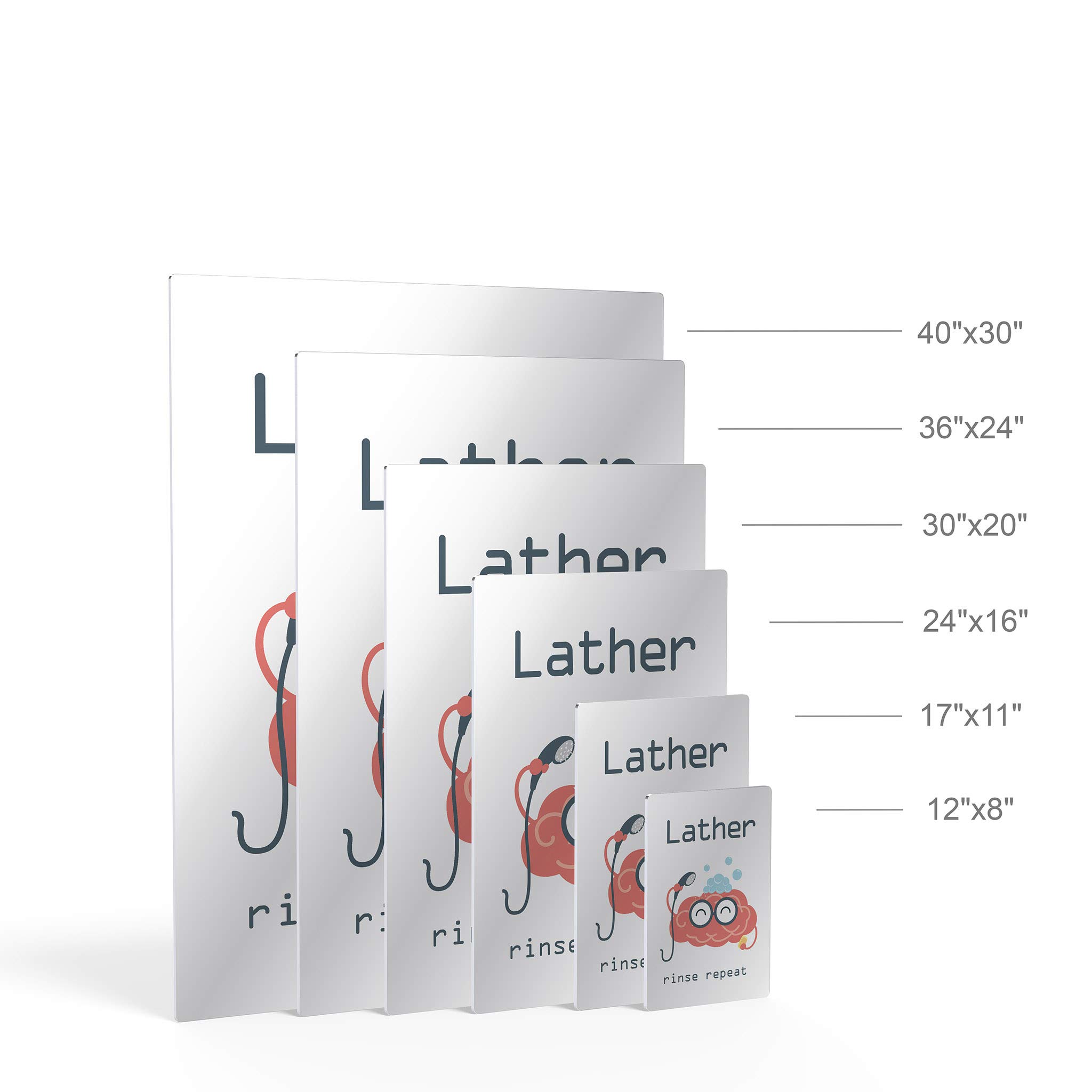 Smile Art Design 'Lather Rinse Repeat' Funny Bathroom Sign - Metal Print Wall Art for Kids Bathroom & Nursery Decor - Ready to Hang Home Decoration (12x8 Inches, Made in USA) - Perfect for Bathrooms, Kids Rooms, and Playroom Wall Decor