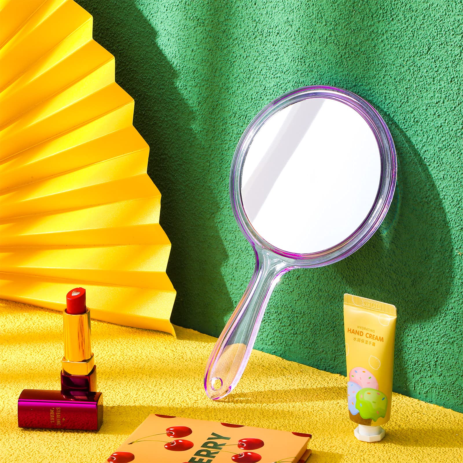 Jetec Double Sided Hand Mirror - 1X/2X Magnifying Makeup Mirror with Ergonomic Handle, Round Shape for Precise Makeup Application (Purple) | Perfect for Home Vanity, Travel & Salon Use