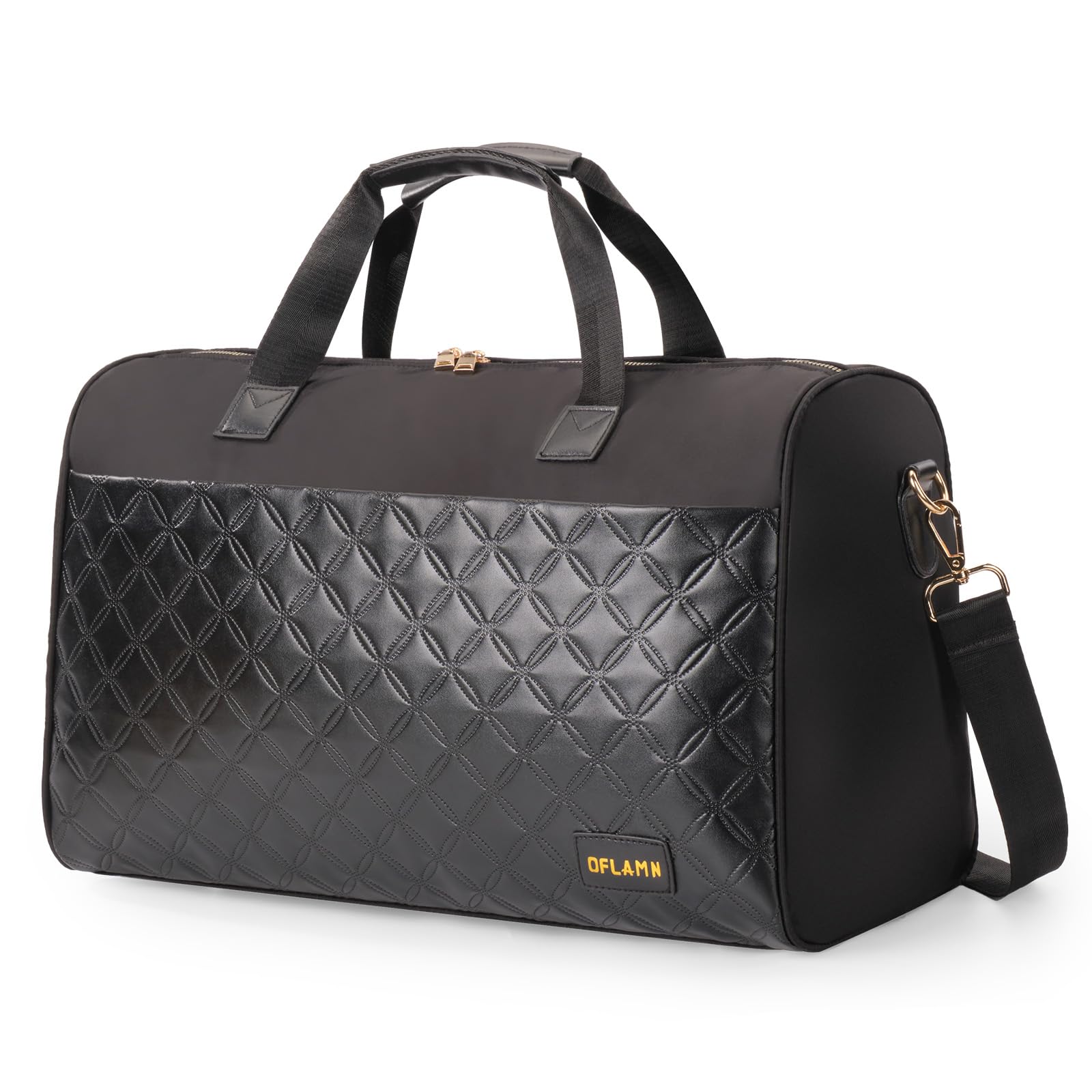 **Oflamn Women's Bohemian Style Weekender Overnight Bag with Shoe Compartment - Travel Duffle Bag Set (Black) - Perfect for Weekend Getaways, Gym, and Business Trips**