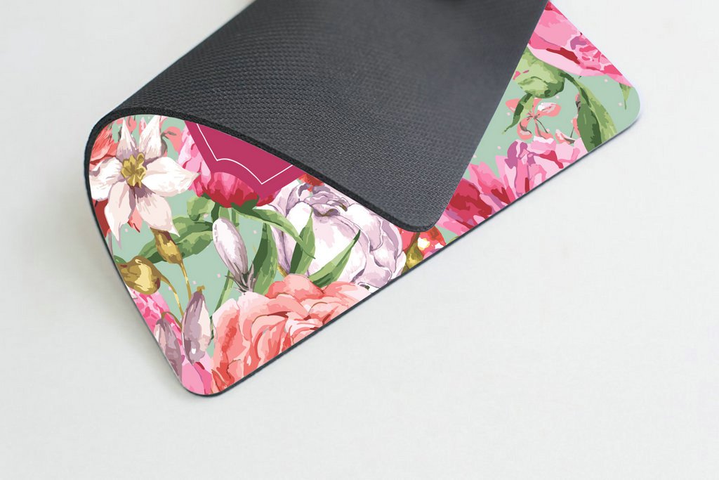 Custom Floral Gaming Mouse Pad with Inspirational Quote - Neoprene Non-Slip Desk Mat for PC & Laptop - Motivational 'Set Goals, Say Prayers, Work Hard' Design - Perfect for Office, Home & Gaming Setup