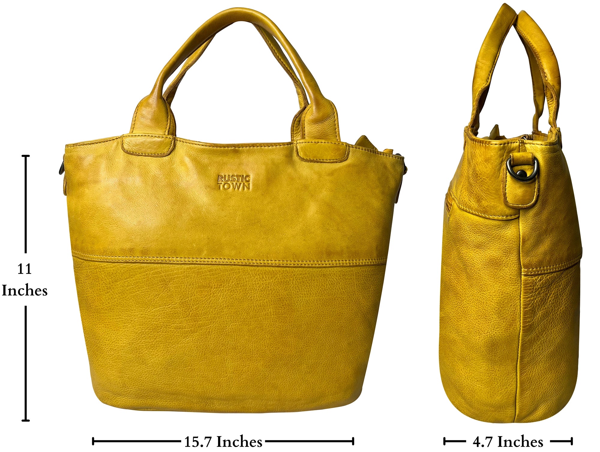 Premium Genuine Leather Tote Bag for Women - Fashionable Yellow Handbag - Perfect for Work, Travel & Everyday Use