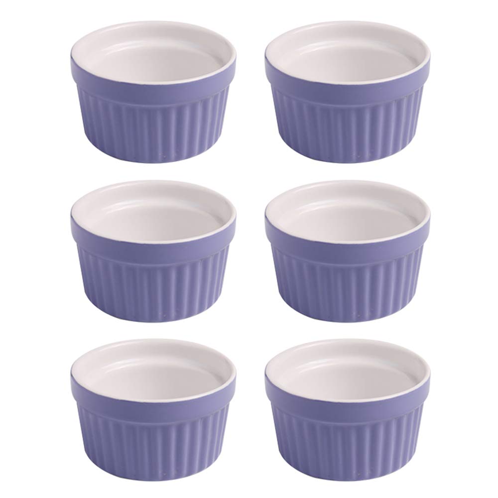 Elegant Colias Wing Design Porcelain Ramekin Bowls - Set of 6 Small Baking Dishes for Soufflé, Crème Brûlée & Desserts - Perfect for Home Baking, Kitchen Decor & Dinner Parties
