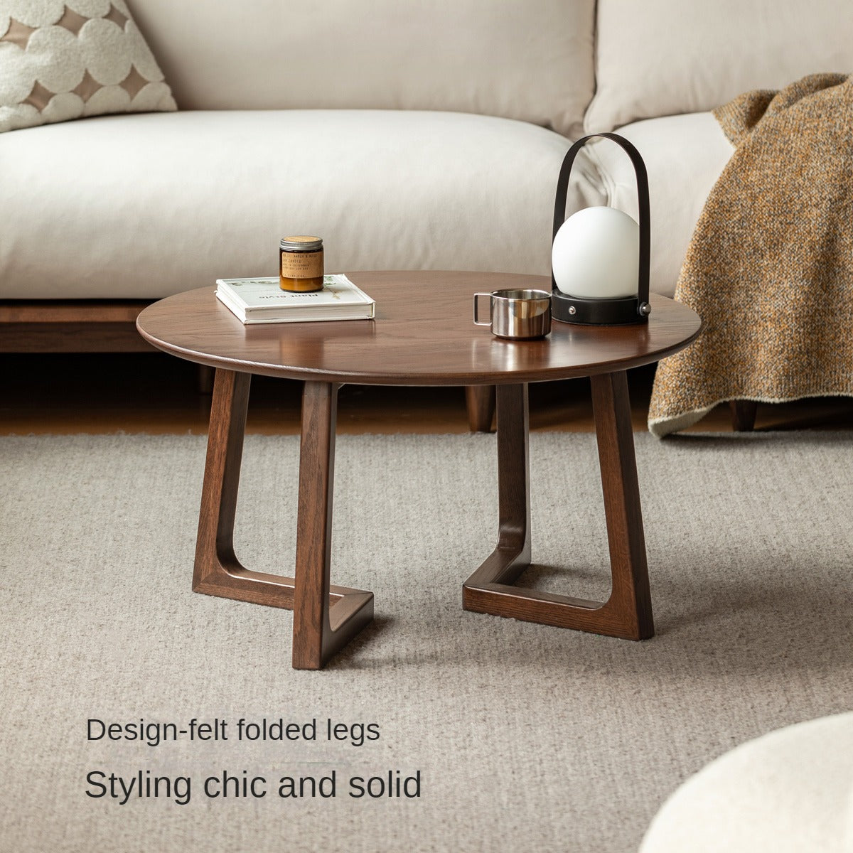 Solid Oak Wood Round Modern Coffee Table - Stylish Centerpiece for Living Room, Lounge & Office Decor