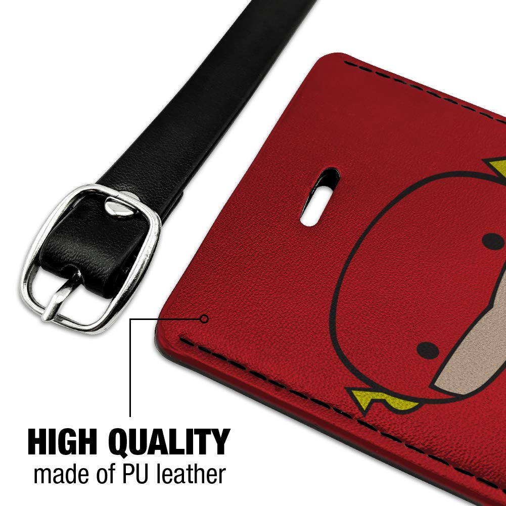 Cute Chibi Character Rectangle Leather Luggage Tag - Durable Carry-On ID Tag for Suitcases, Backpacks & Travel Bags - Perfect for Travel, Business Trips & Vacation Identification