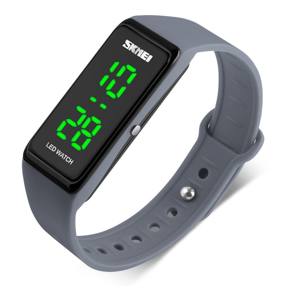 MASTOP LED Digital Watch for Men and Women - Waterproof Sports Watch with Bracelet Strap, Gray - Perfect for Running, Swimming & Outdoor Activities