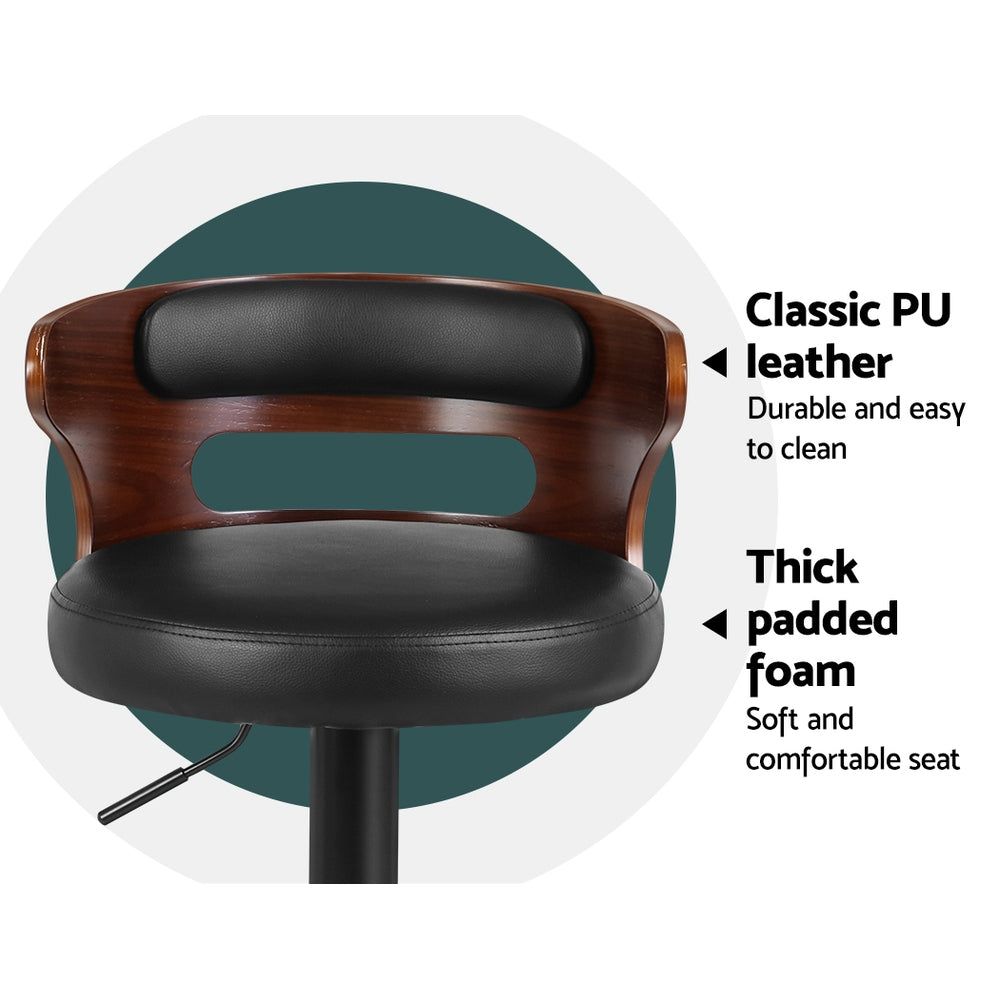Adjustable Height Bar Stools with Gas Lift Mechanism - PU Leather Counter Stools for Kitchen Island, Breakfast Bar & Home Decor