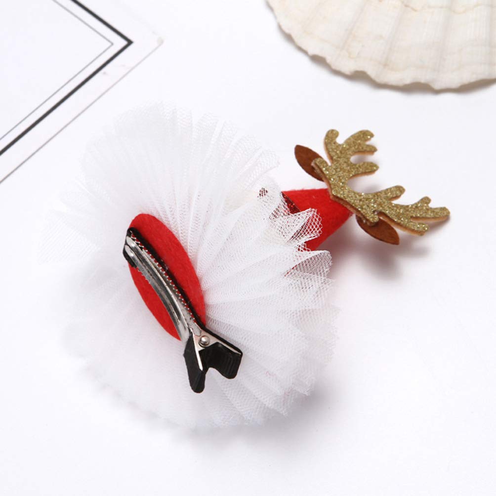 6 Pieces Christmas Santa Hat Hair Clips - Mini Plush Pompom Hair Barrettes for Girls & Women - Perfect for Holiday Parties, School Events & Christmas Photo Shoots