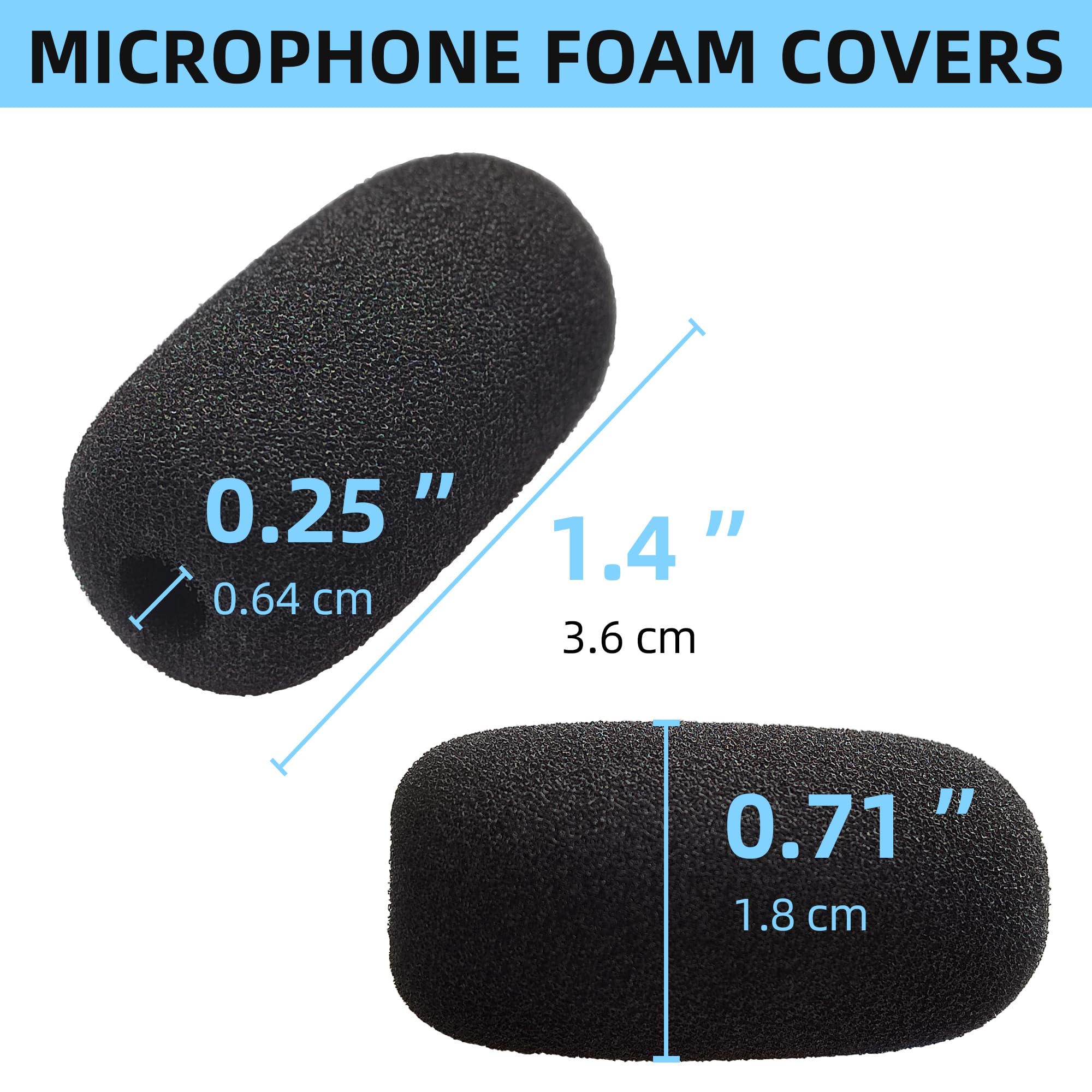 10 Pack Mini Foam Windscreens for Headset Microphone - High Density Mic Covers for Lavalier & Lapel Mics - Perfect for Podcasting, Streaming & Recording Studios
