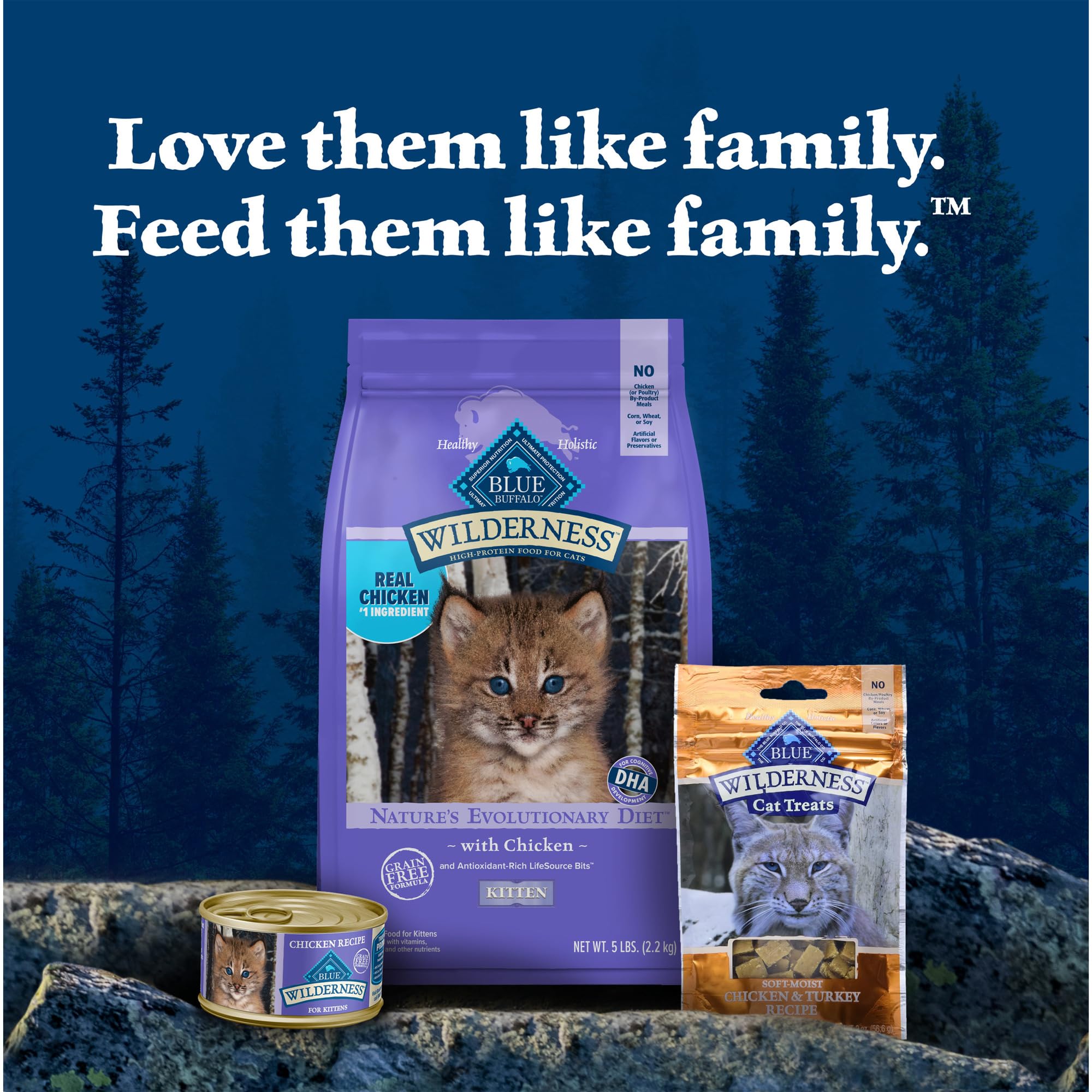 Blue Buffalo Wilderness High-Protein Chicken Kitten Dry Cat Food - Natural Grain-Free Recipe for Growing Kittens - 2 lb Bag - Perfect for Indoor & Outdoor Active Kittens