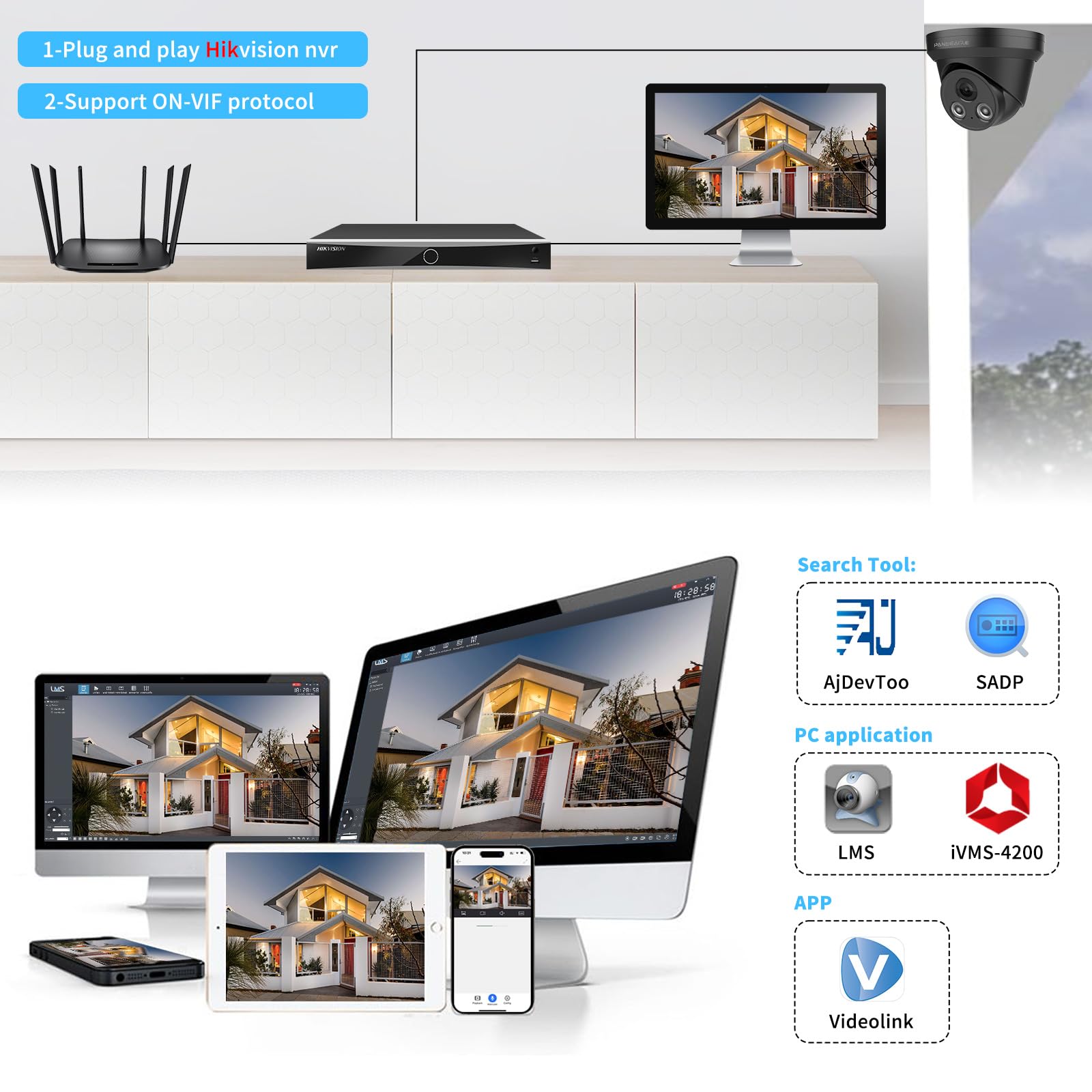 Hikvision 8MP 4K PoE IP Security Camera Outdoor - AI Human/Vehicle Detection, F1.0 Aperture Color Night Vision, Built-in Mic, 2.8mm Lens, IP67 (PG2387C) - Ideal for Home Security, Business Surveillance & 24/7 Property Monitoring