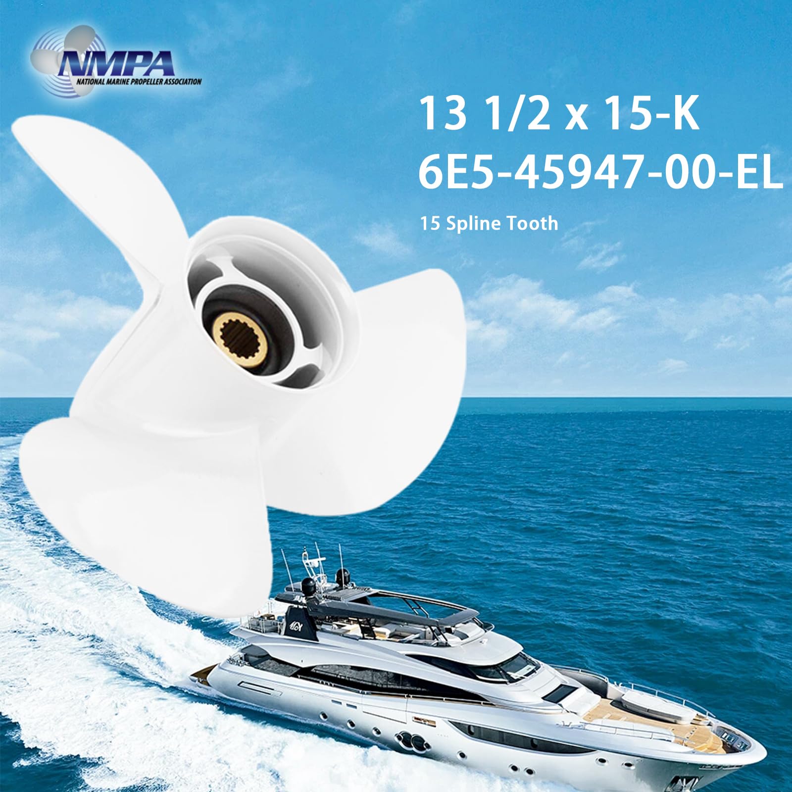 VIF Aluminum Boat Propeller for Yamaha Outboard Engines 60HP-130HP - 15 Tooth RH - High Performance Replacement for Smooth Boating & Fishing