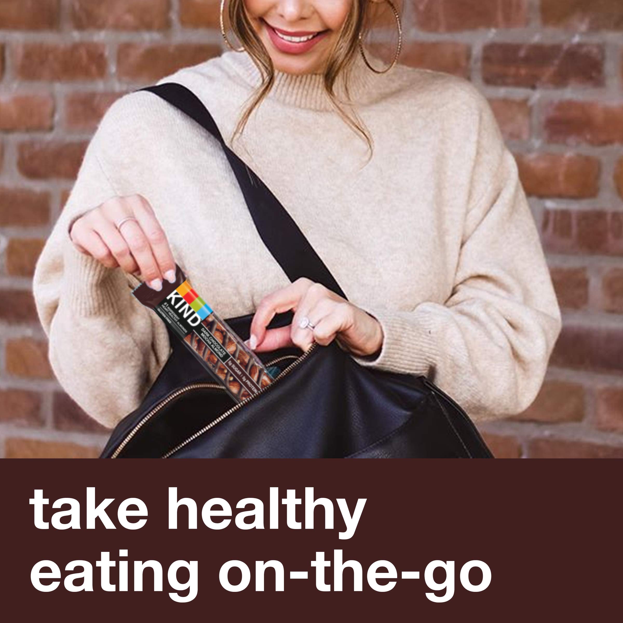 KIND Bars, Dark Chocolate Mocha Almond - Healthy Gluten Free Snacks with 5g Protein & Low Sugar (12 Count) | Perfect for On-the-Go Breakfast, Office Snacks & Post-Workout Energy Boost