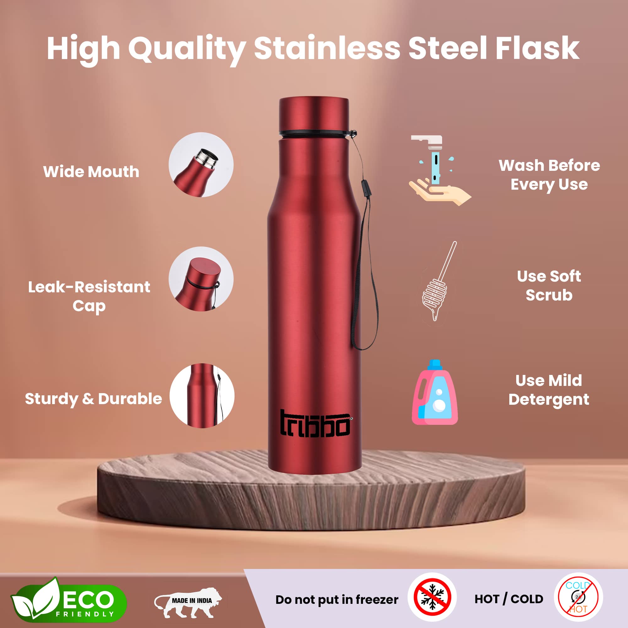 TRIBBO 1L Stainless Steel Water Bottle - Leak Proof, BPA Free, Insulated Thermos for Kids, Adults - Perfect for School, Gym, Office & Outdoor Activities (1000ml, White, Sipper Cap)