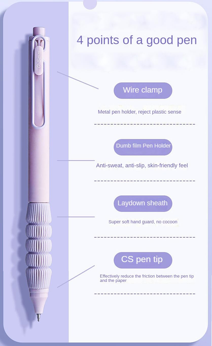 Smooth Writing Push-Action Gel Pen with Comfortable Silicone Grip - No Smudge, Black & Purple - Perfect for Office, School, Note Taking & Journaling
