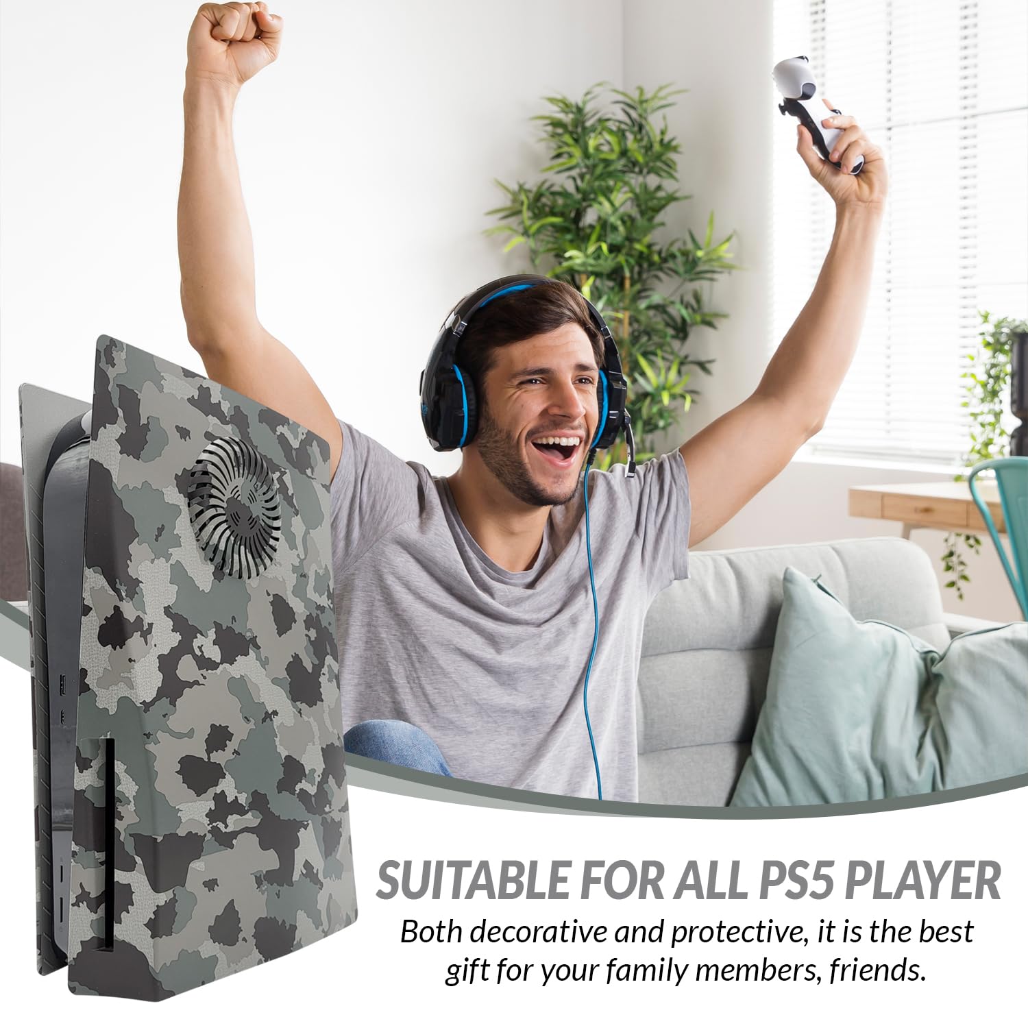 MatoSan® PS5 Faceplate Cover - Camouflage Design Replacement Plate for Playstation 5 Console | Durable Protective Shell & Skin for PS5 Disc Edition | Perfect for Gaming Setups & Home Entertainment Systems