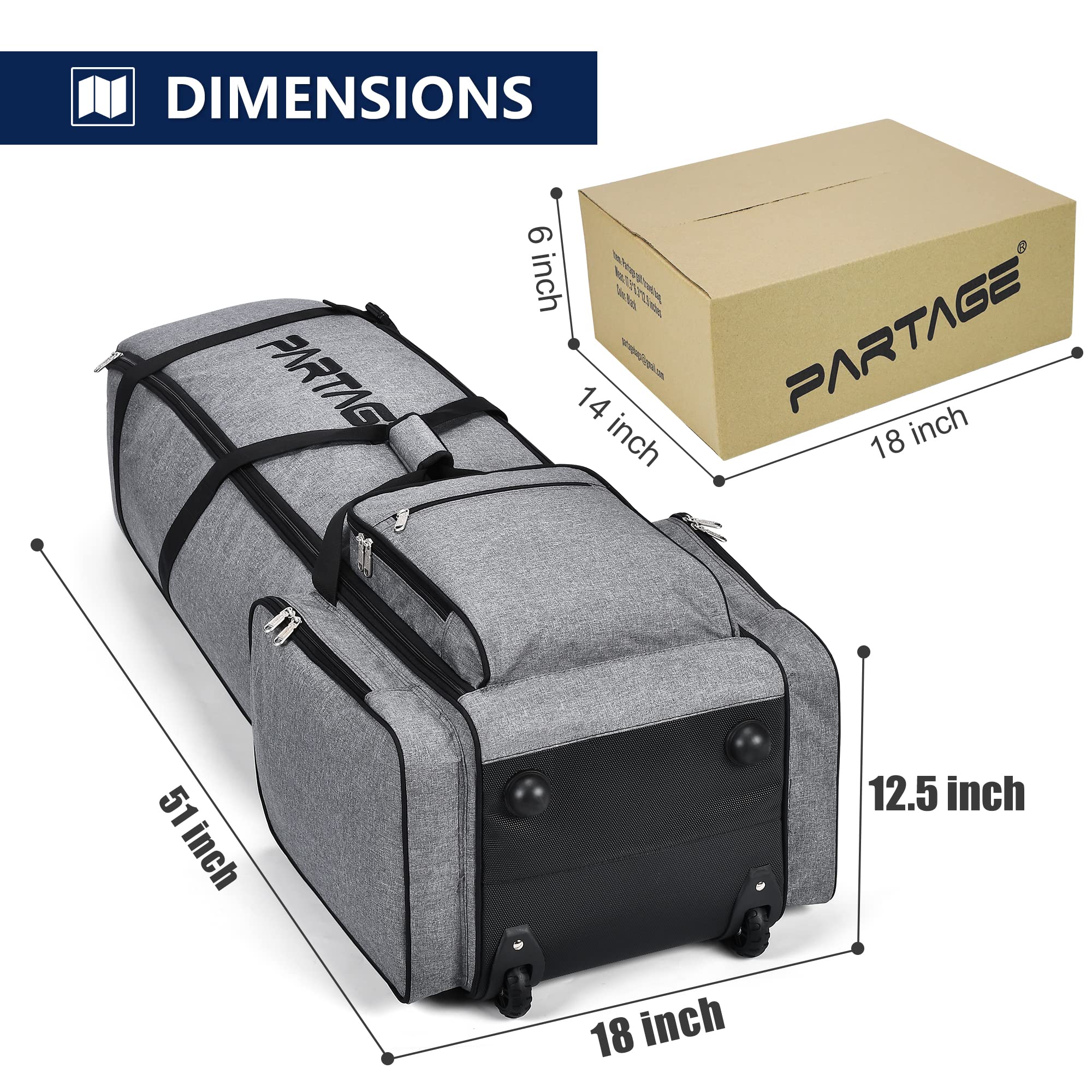 Golf Travel Bag with Wheels for Airlines - Black | Durable Golf Case for Travel