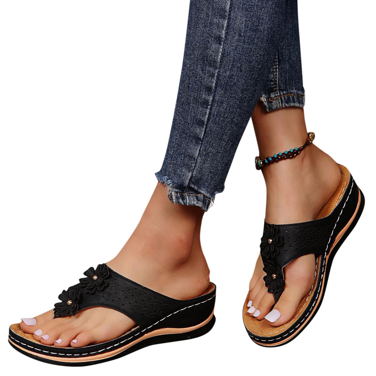 Women's Casual Summer Sandals - Flat Open-Toe Beach Flip Flops with T-Strap | Comfortable & Stylish for Walking, Travel, and Beach Vacations