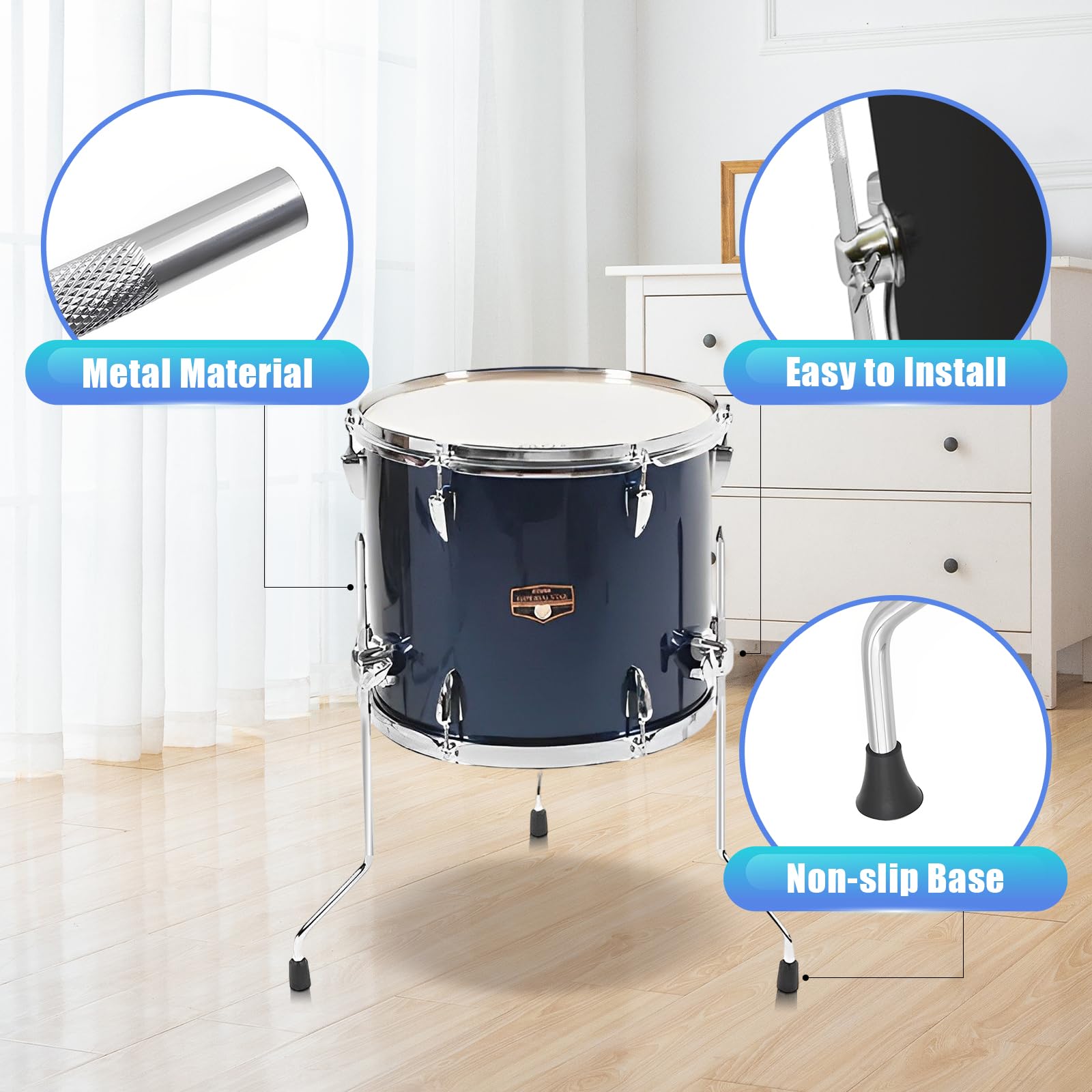 3Pcs Drum Tom Leg Replacement Parts - Anti-Slip Floor Tom Support Leg Bracket Feet for Percussion Instrument DIY & Repair | Perfect for Drum Kits, Music Studios & Live Performances