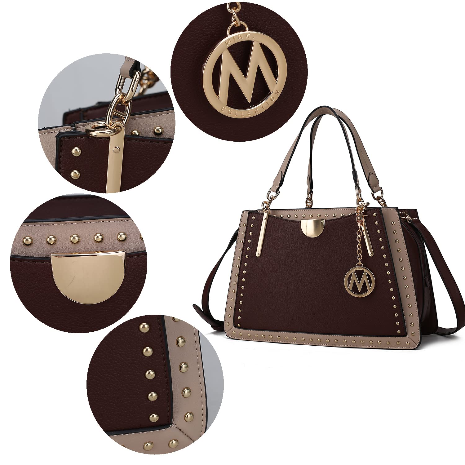 MKF Women's Crossbody Satchel Bag - Genuine PU Leather Shoulder Handbag with Top Handle - Stylish Tote Purse for Work, Travel & Everyday Use