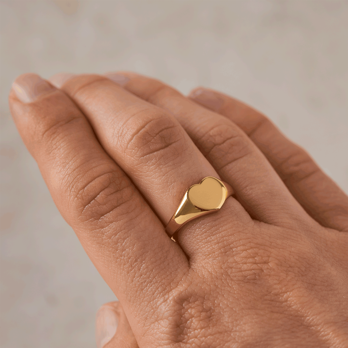 Amore Gold Signet Ring for Women - Elegant Personalized Jewelry Gift for Her - Perfect for Engagements, Anniversaries & Special Occasions