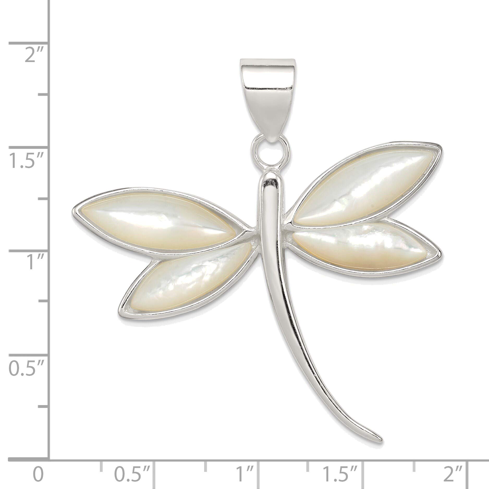 Bonyak Jewelry Solid Sterling Silver White Shell Dragonfly Pendant Necklace - Elegant Nature-Inspired Jewelry for Women, Perfect for Gifts, Weddings & Everyday Wear