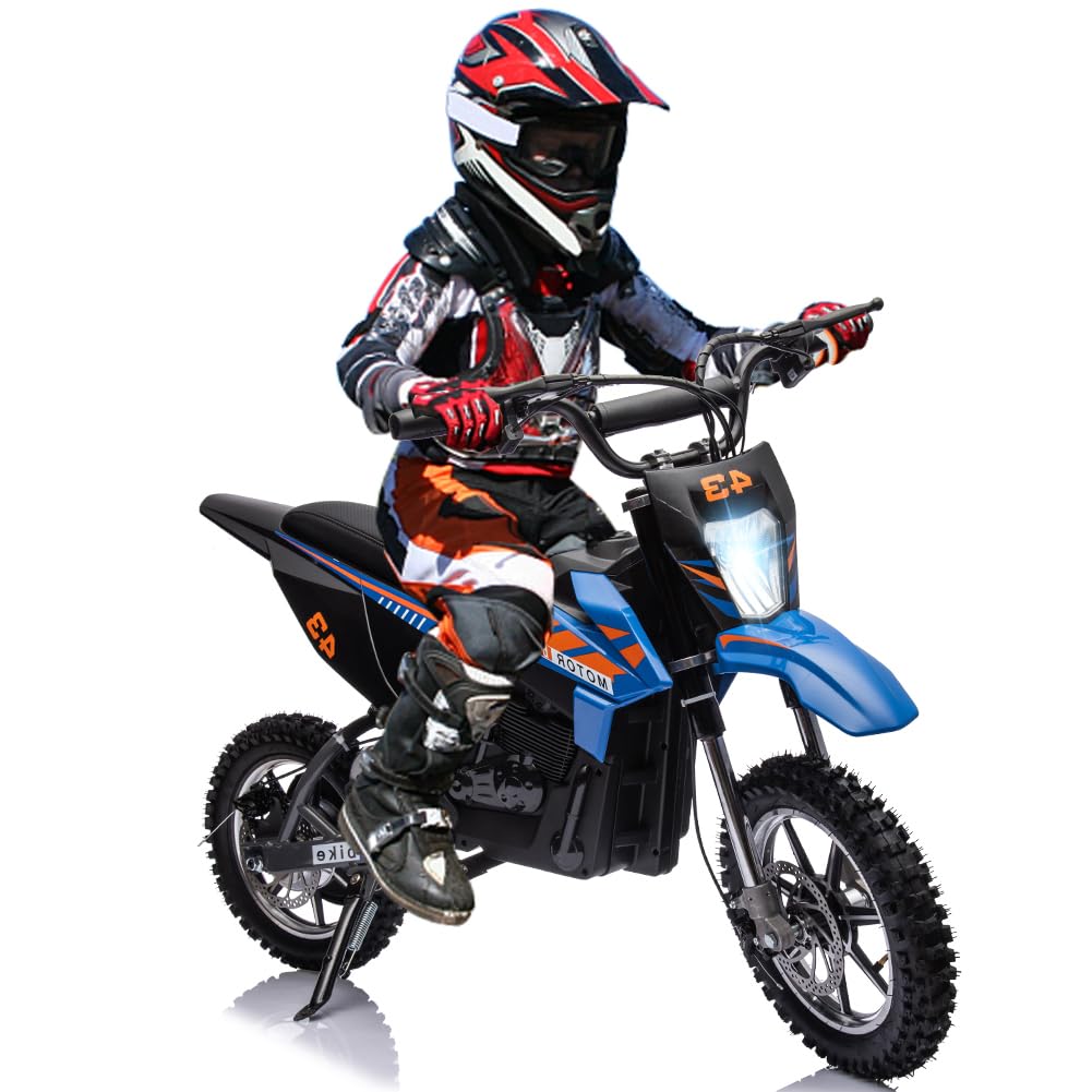 GARVEE 36V Kids Electric Dirt Bike - 350W Motor, 15.5MPH Speed, LED Lights, 175lbs Weight Capacity (Black) | Perfect for Off-Road Adventures, Backyard Riding & Outdoor Fun for Kids Ages 6-12