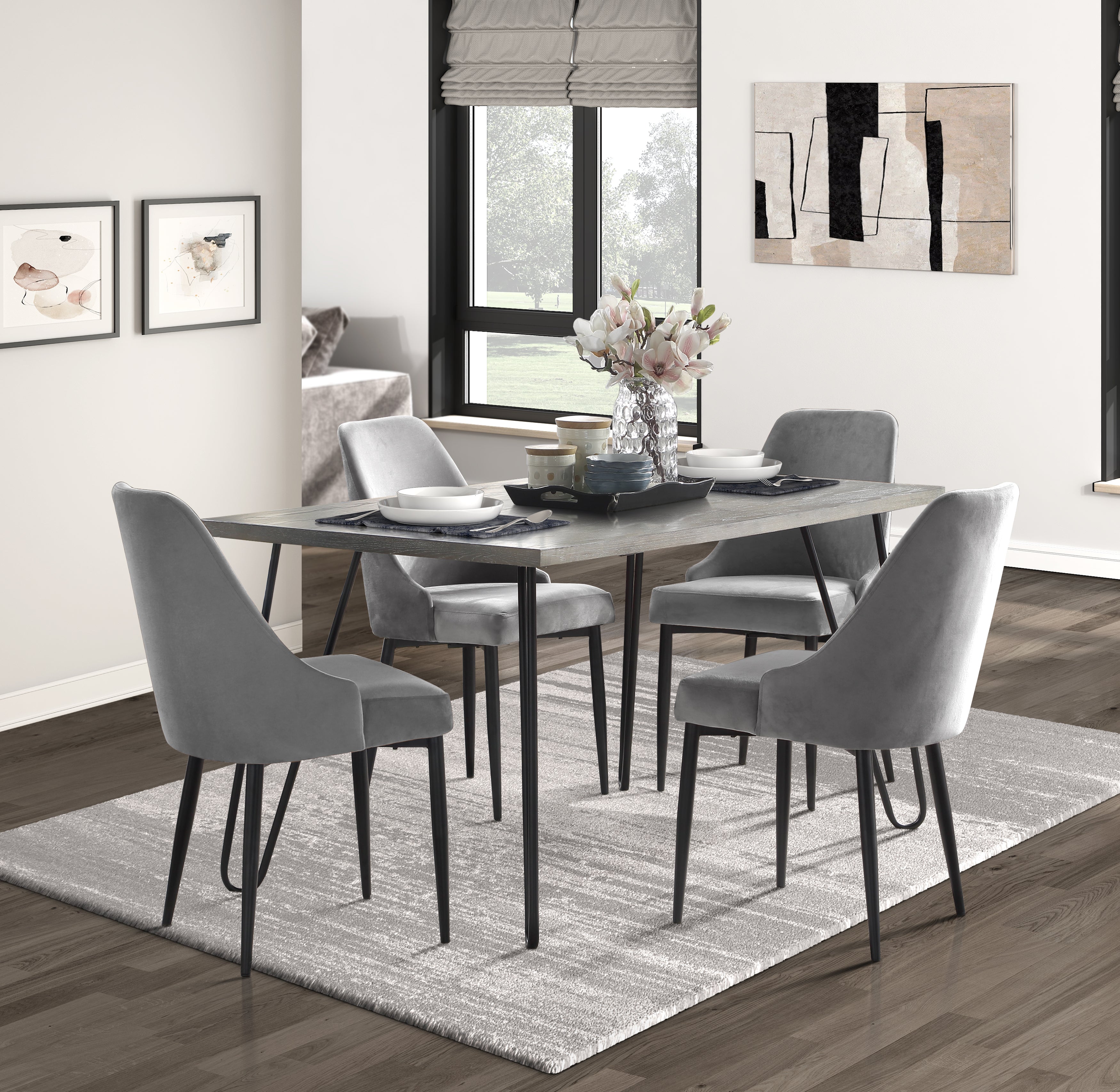 Alaia 5-Piece Dining Set in Modern Gray - Perfect for Small Spaces, Apartments & Cozy Kitchens