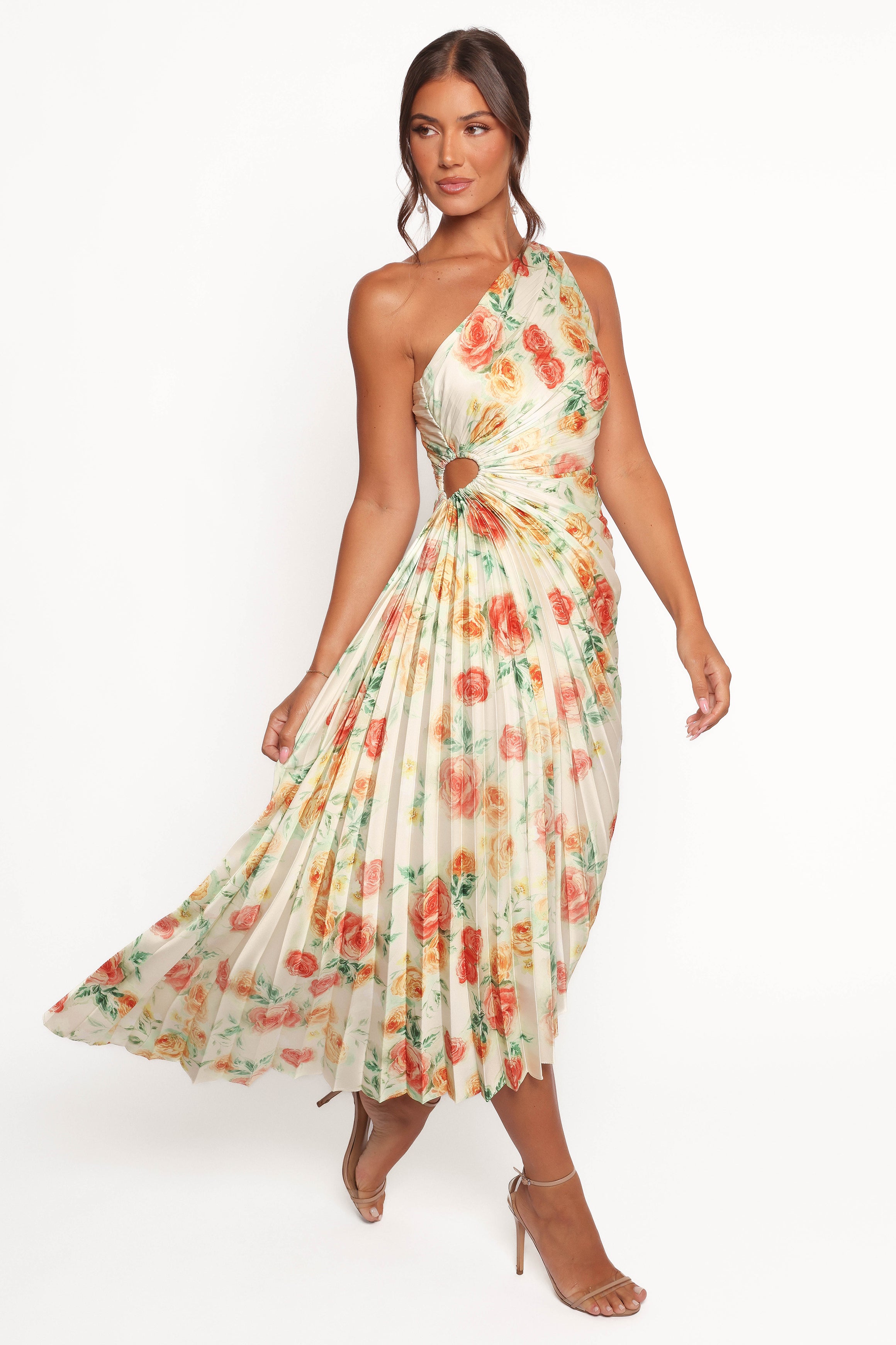 Kleo One Shoulder Maxi Dress - Yellow Floral Print Summer Beach Dress for Women | Boho Chic Party & Vacation Outfit