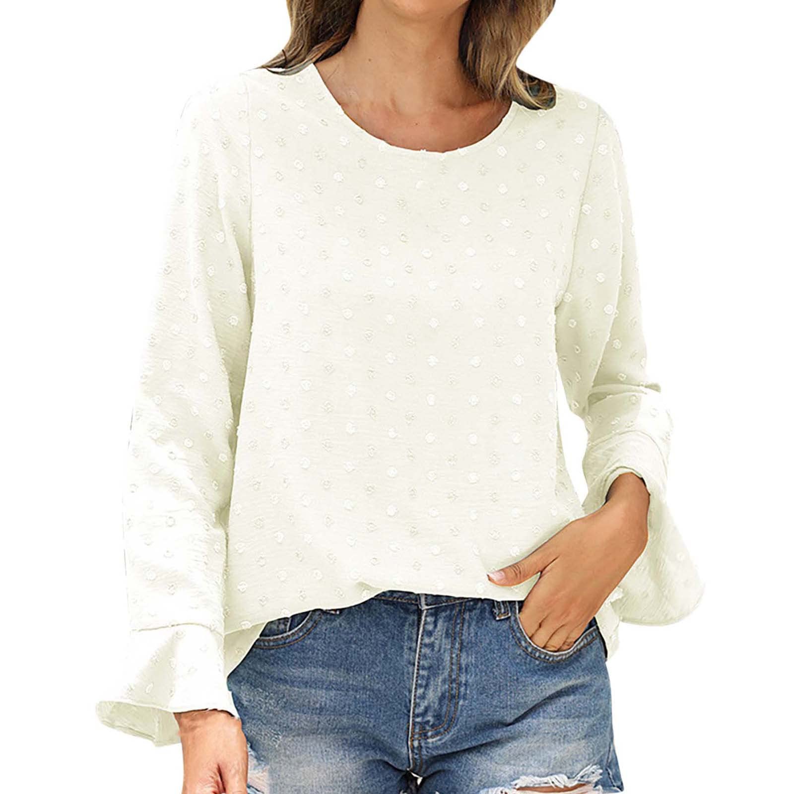 Women's Casual Summer Long Sleeve Crew Neck T-Shirt - Breathable Comfortable Blouse for Everyday Wear - Perfect Gift for Women - Ideal for Office, Outings & Relaxing