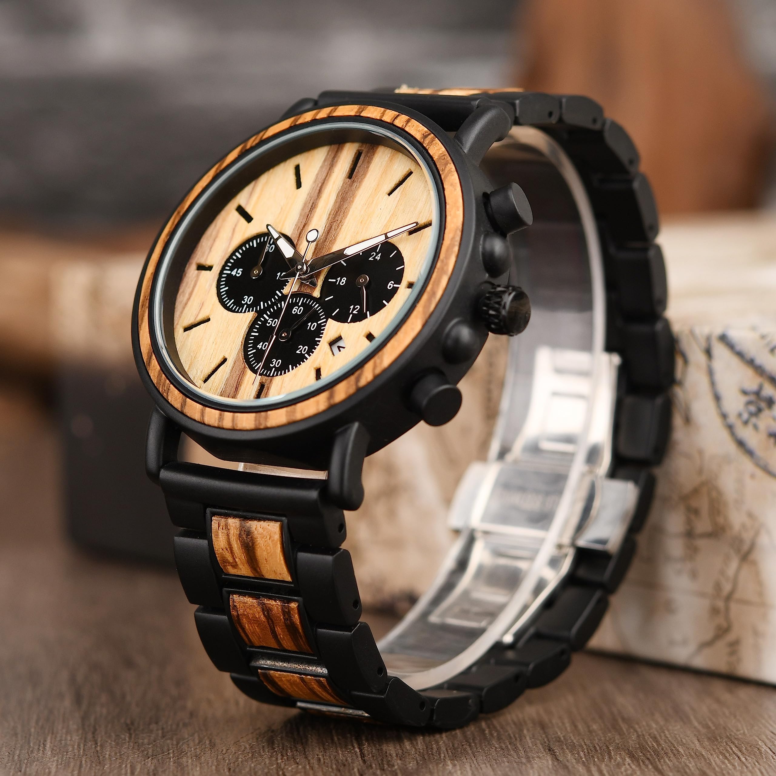 Personalized Wooden Watch for Men - Custom Engraved Japanese Analog Quartz Wristwatch with Wood Band | Unique Gift for Anniversary, Birthday & Special Occasions