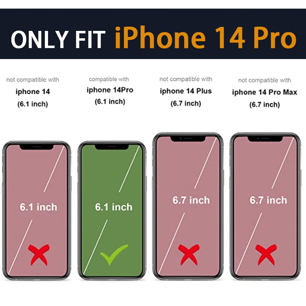 Premium PU Leather Wallet Case for iPhone 14 Pro - Shockproof Protective Cover with RFID Blocking, Card Slots & MagSafe Wireless Charging | Perfect for Business, Travel & Everyday Use (Black)