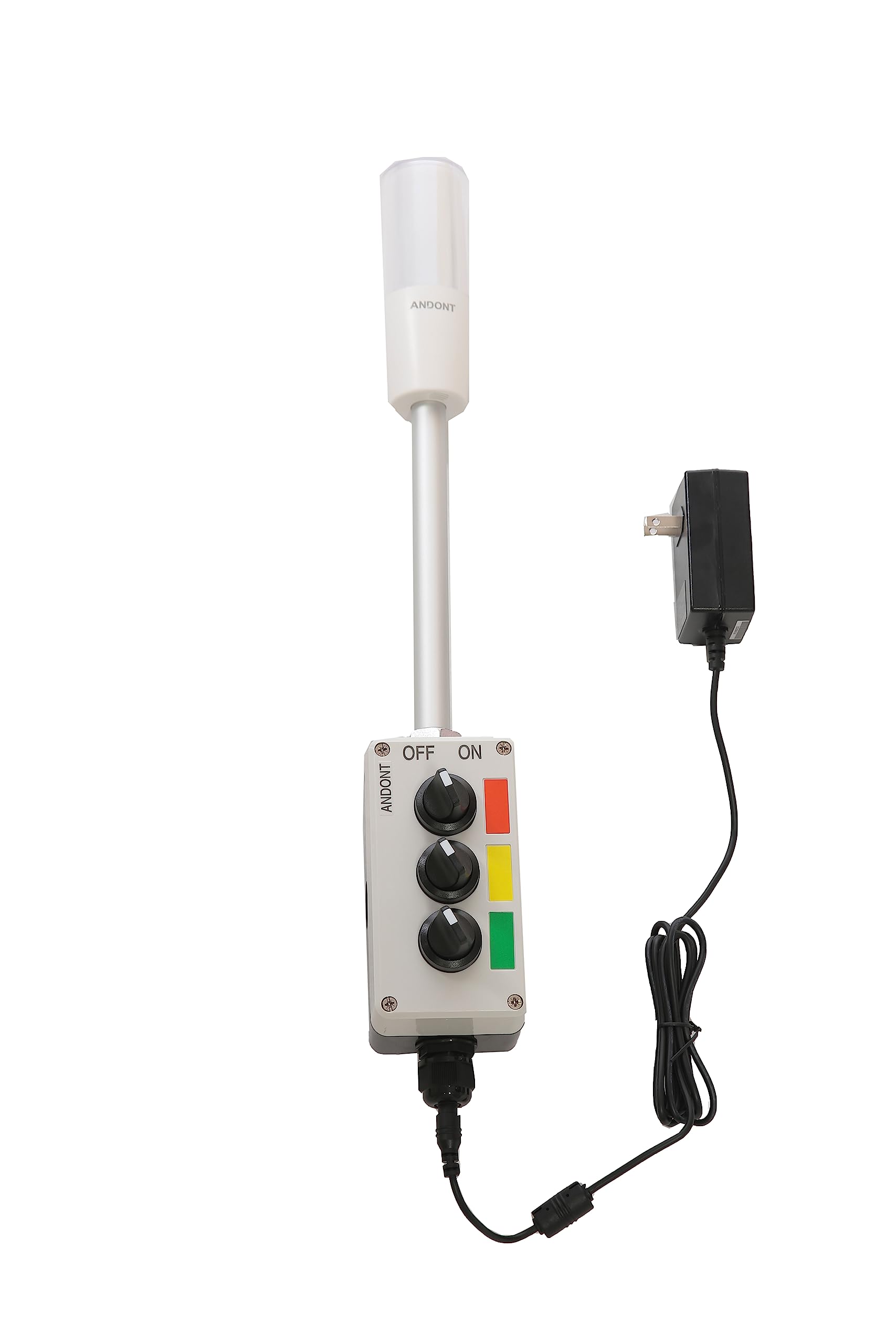 3 Stack Super Bright LED Andon Tower Lights with Buzzer - Red/Yellow/Green, Off-ON/Flash Mode, 16ft Cord & 6ft Industrial Adapter, IP53 Rating, Plug & Play - Perfect for Factory Assembly Lines, Warehouse Safety Alerts, and Equipment Status Monitoring
