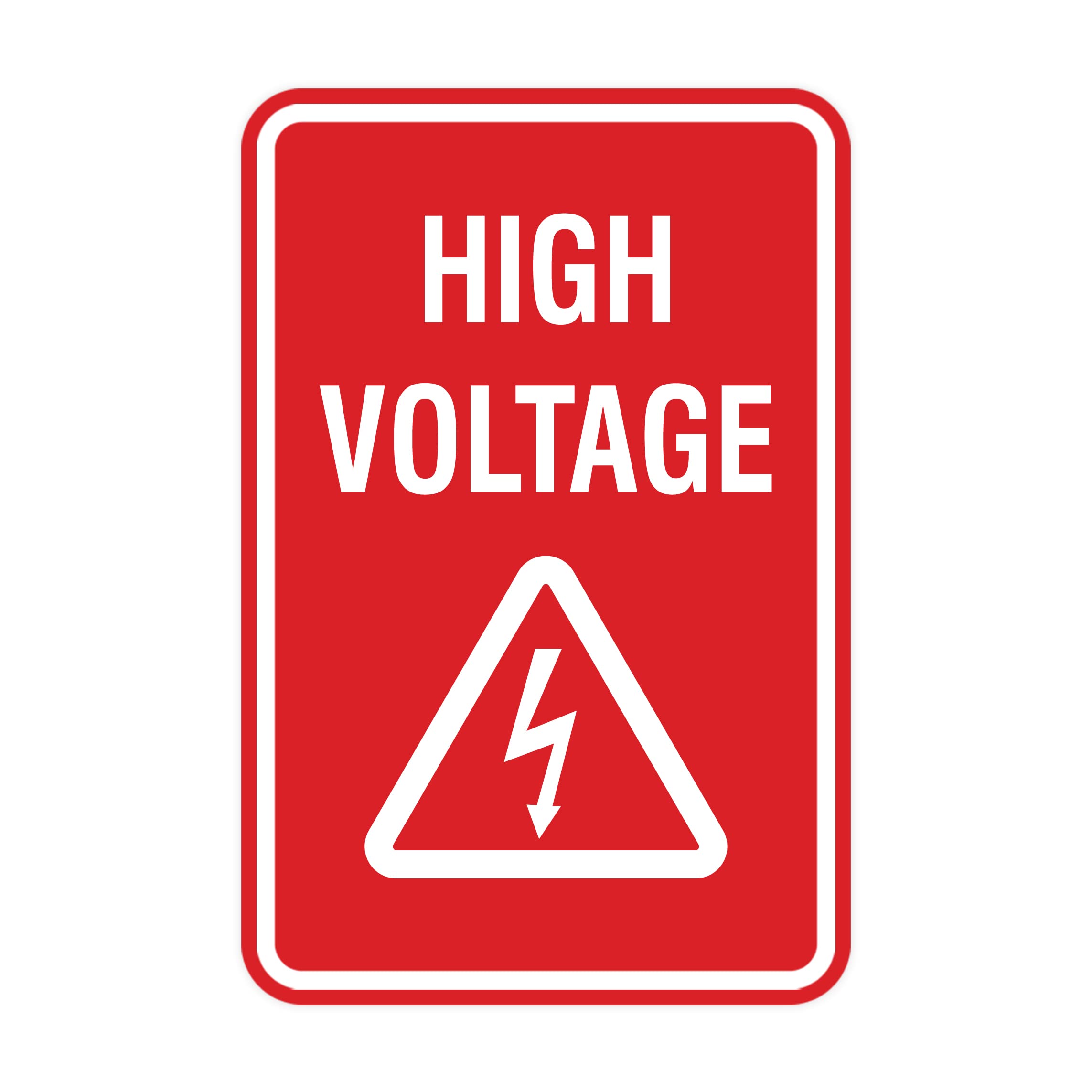 High Voltage Warning Sign - Round Red Portrait Safety Label (Medium Size) for Electrical Panels, Equipment & Hazardous Areas