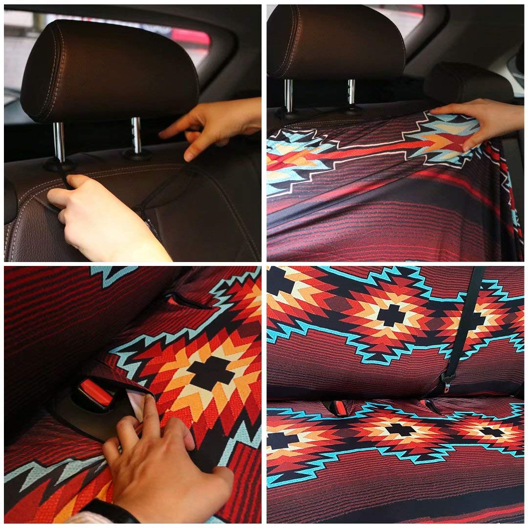Purple Sugar Skull Car Seat Cover Set with Handbrake Cover, Gear Shift Cover & Headrest Covers - 15-Piece Car Interior Accessories Kit for Halloween & Dia de Los Muertos Themed Car Decor - Perfect for Party Cars, Themed Rides & Automotive Enthusiasts