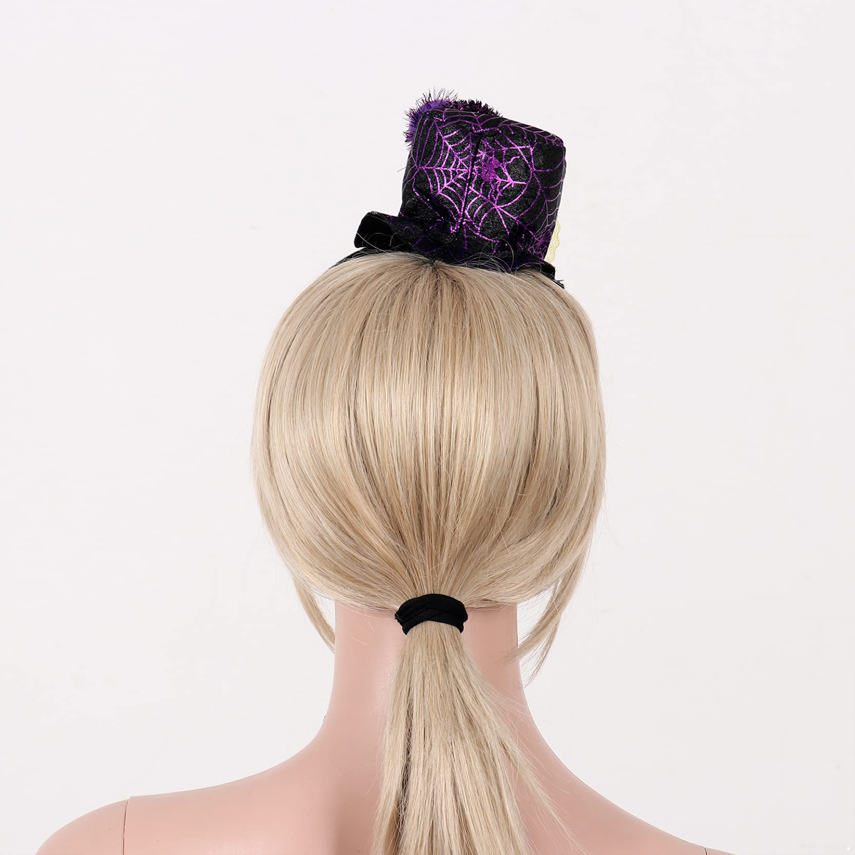 Halloween Spider Web Witch Hat with Lace Veil - Gothic Top Hat Headband for Costume Parties, Masquerade Balls & Dress Up - Elegant Hair Accessories for Women (Perfect for Halloween, Cosplay & Themed Events)