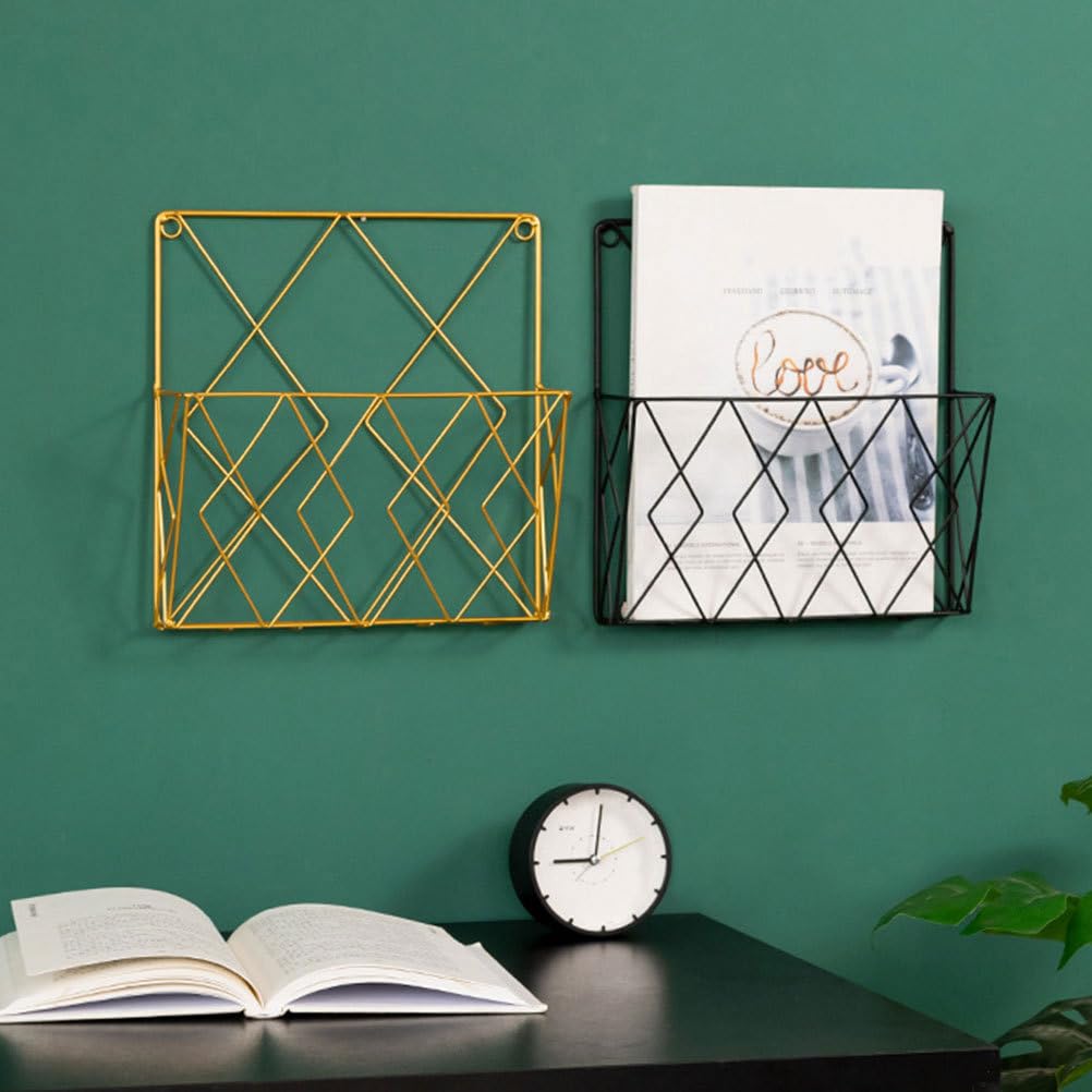 PRETYZOOM Wall Mounted Magazine Holder - Metal Wall Hanging File Folder Rack & Book Shelf Organizer - Space Saving Storage Bin for Home Office (25x3x26cm) - Perfect for Living Room, Bedroom, Study & Workspace Organization