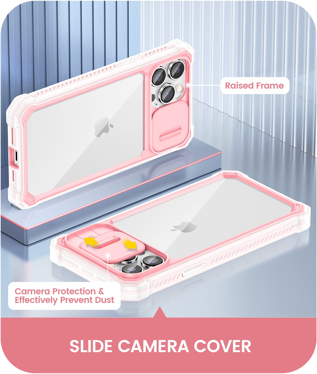 Shockproof iPhone 13 Pro Max/12 Pro Max Case with Slide Camera Cover & Built-in Screen Protector - Heavy Duty Protective Phone Cover for 6.7