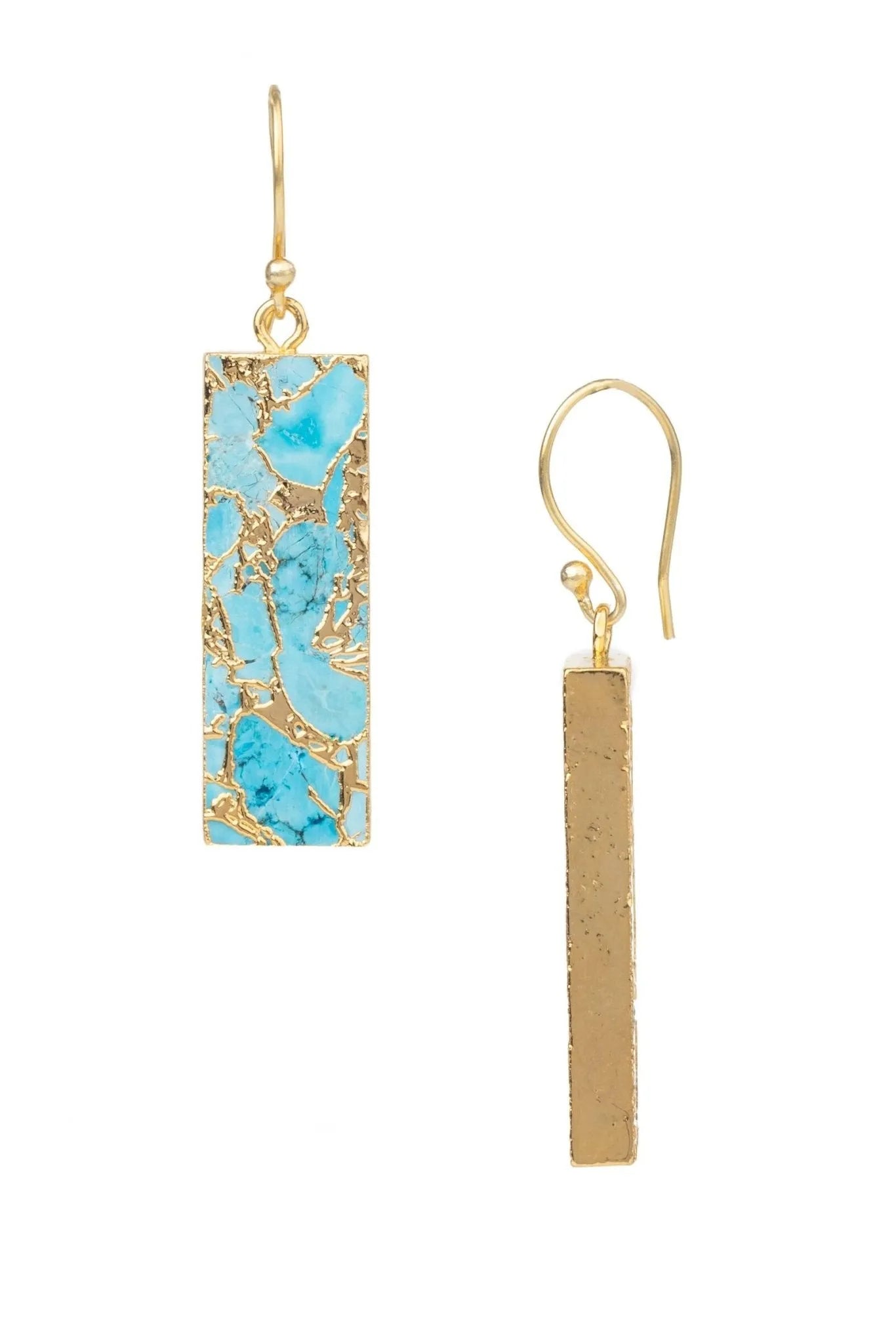 Gemstone Rectangle Mojave Earrings for Women - Elegant Boho Dangle Earrings with Natural Stones - Perfect for Parties, Weddings & Everyday Wear