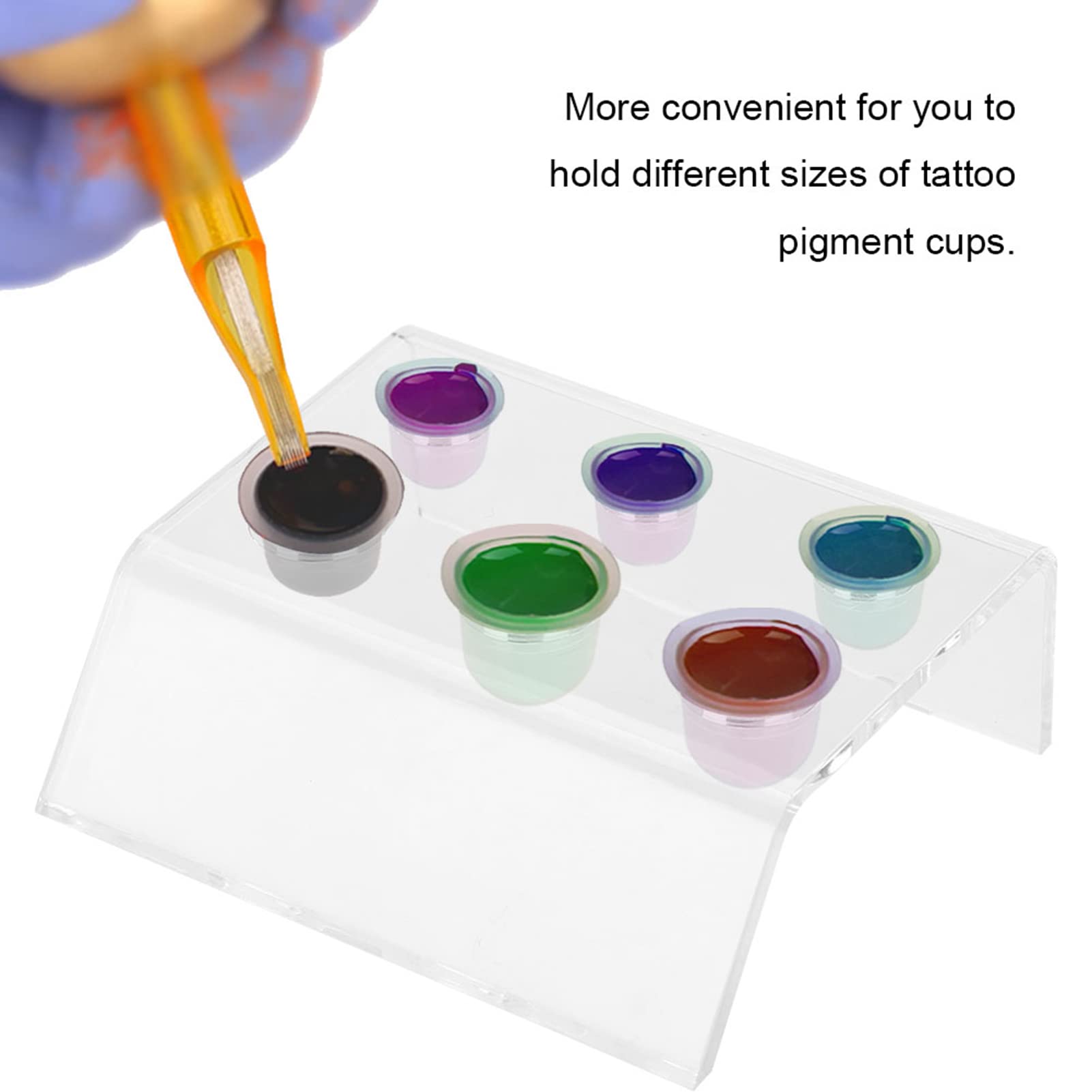 6-Hole Acrylic Tattoo Ink Cup Holder Stand - Professional Pigment Cap Organizer for Tattoo Machines & Permanent Makeup Tools | Perfect for Tattoo Studios & Artists
