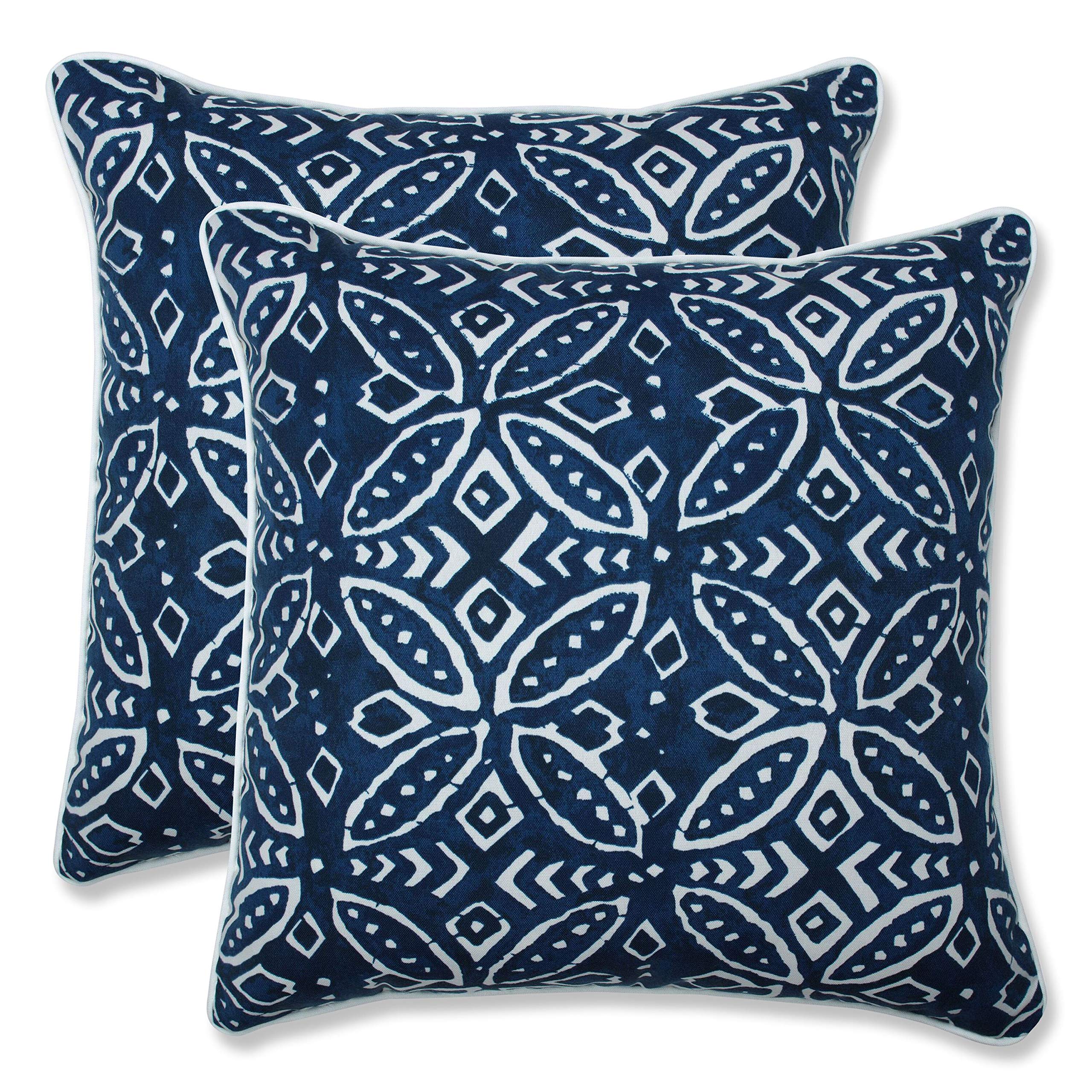 Premium Merida Indigo Blue Throw Pillows 18.5x18.5 Inch - Set of 2 for Indoor & Outdoor Decor - Perfect for Sofa, Patio, Bedroom, and Living Room Accents