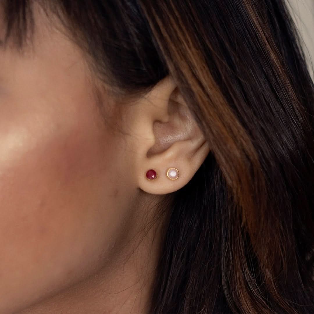 Moonstone Mini Stud Earrings for Women - Sterling Silver Dainty Earrings | Perfect for Everyday Wear, Gift Giving & Special Occasions