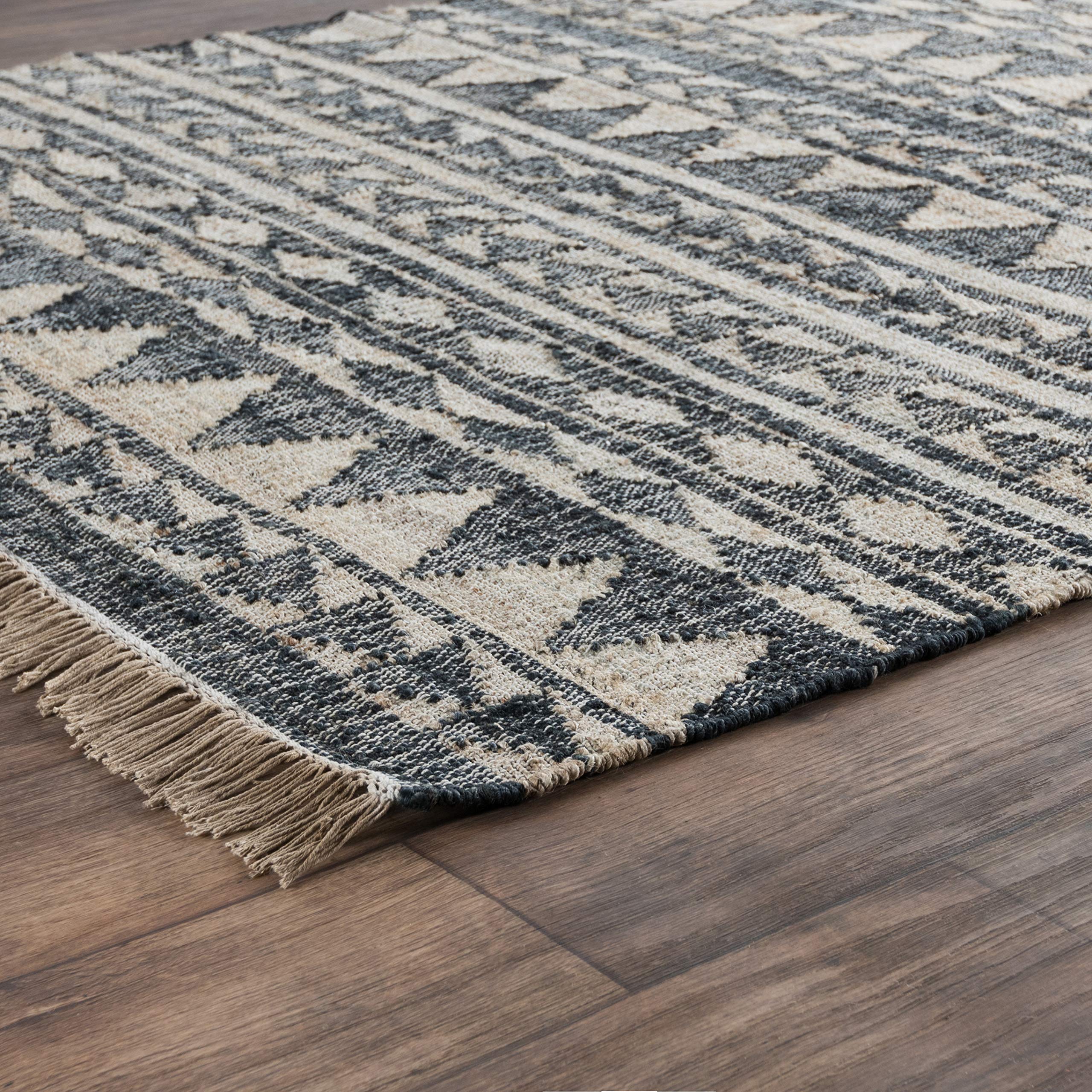 Kosas Home Camille Handwoven Jute Area Rug - Black | Natural Fiber Floor Mat for Living Room, Bedroom & Dining Area | Eco-Friendly Home Decor