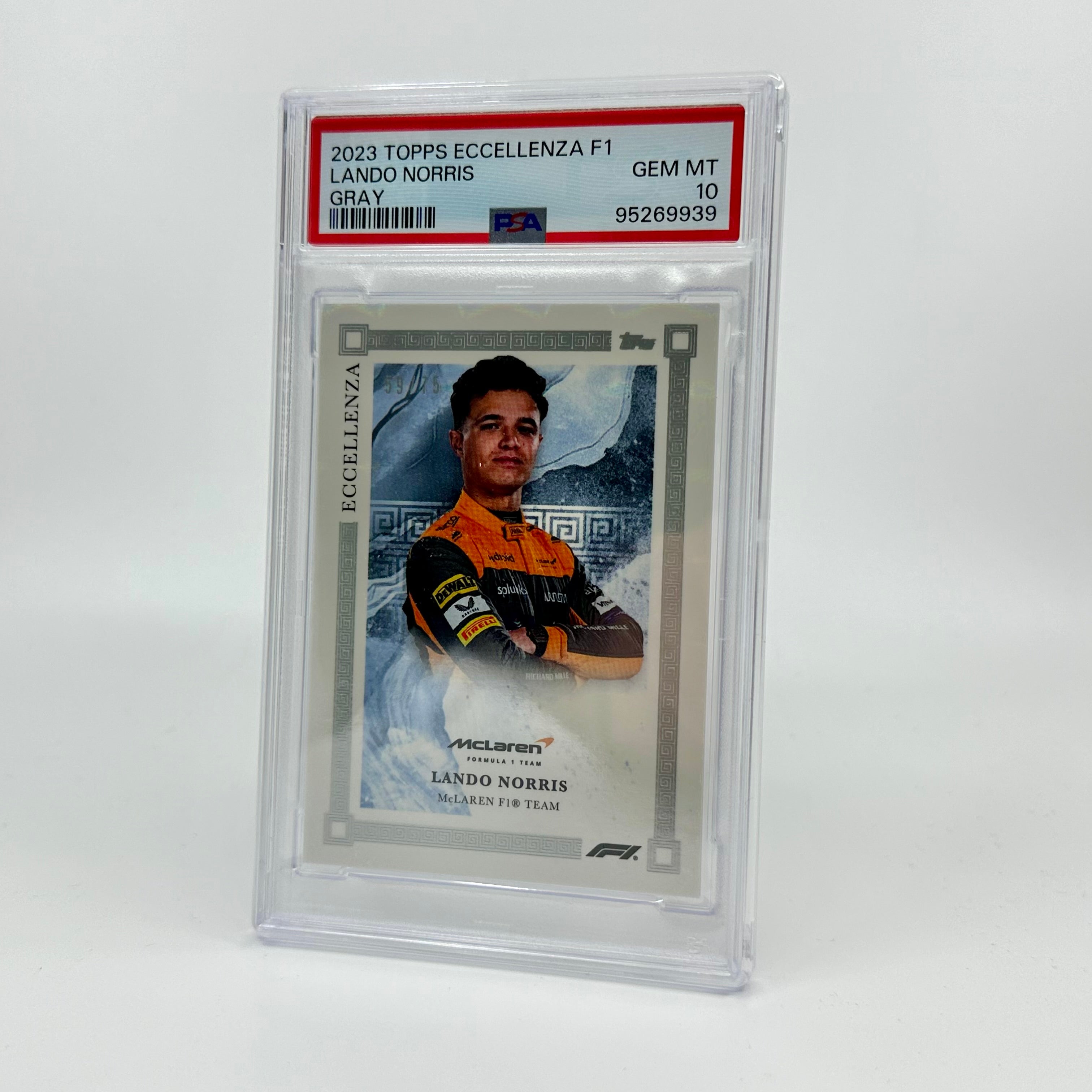 2023 Topps Eccellenza F1 Lando Norris Gray PSA 10 Card 59/75 - Rare Collectible for F1 Fans & Sports Memorabilia Enthusiasts