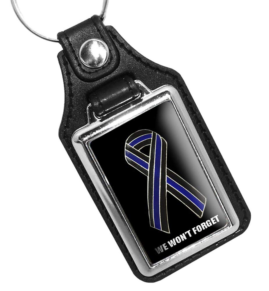Thin Blue Line Keychain - Brotherhood Law Enforcement Ribbon Design Heavy Duty Key Ring for Men & Women - Perfect for Police Officers, First Responders & Supporters