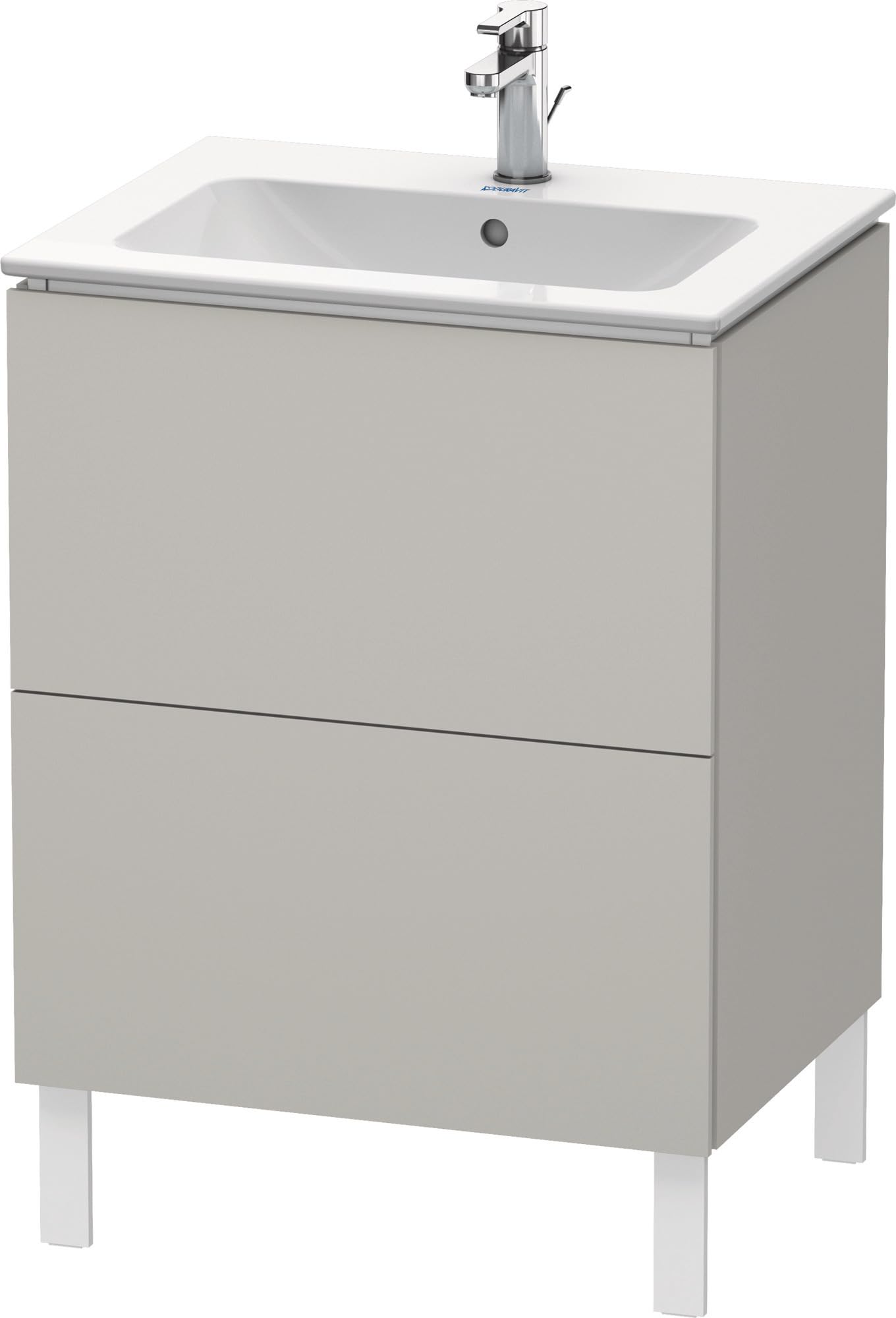 Duravit L-Cube 2-Drawer Bathroom Vanity in Concrete Gray - Modern Floor Standing Storage for Small Spaces & Powder Rooms