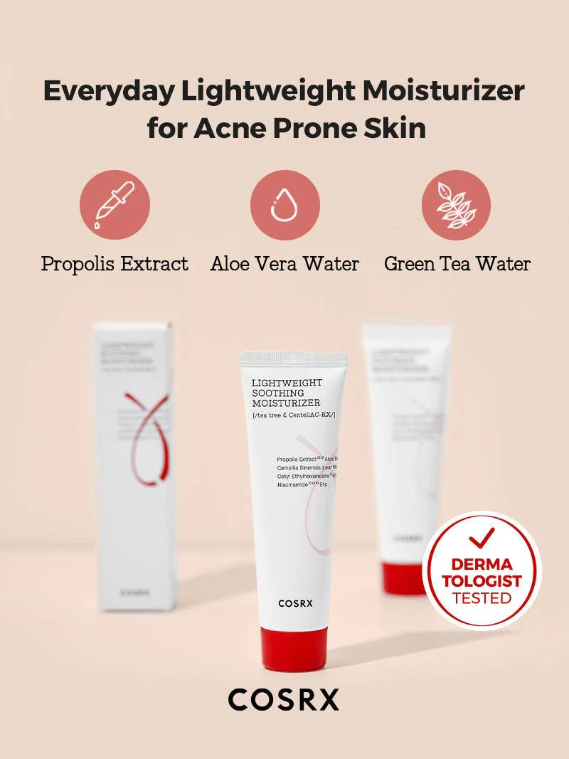 COSRX AC Collection Lightweight Soothing Moisturizer 80ml - Oil-Free Hydrating Face Cream for Acne-Prone Skin | Daily Skincare Routine for Sensitive & Combination Skin Types