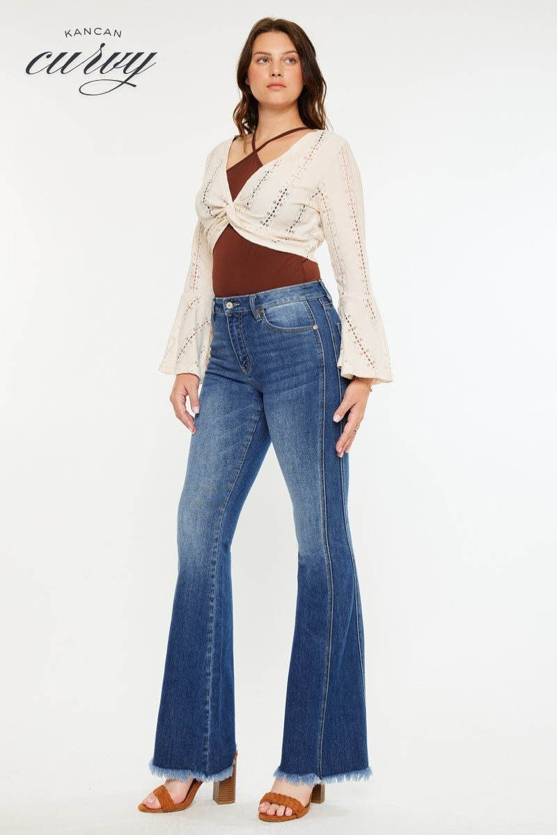 Annika High Rise Flare Jeans for Women - Curvy Fit Stretch Denim Pants, Comfortable Bootcut Jeans for Plus Size - Perfect for Casual Wear, Office and Night Out