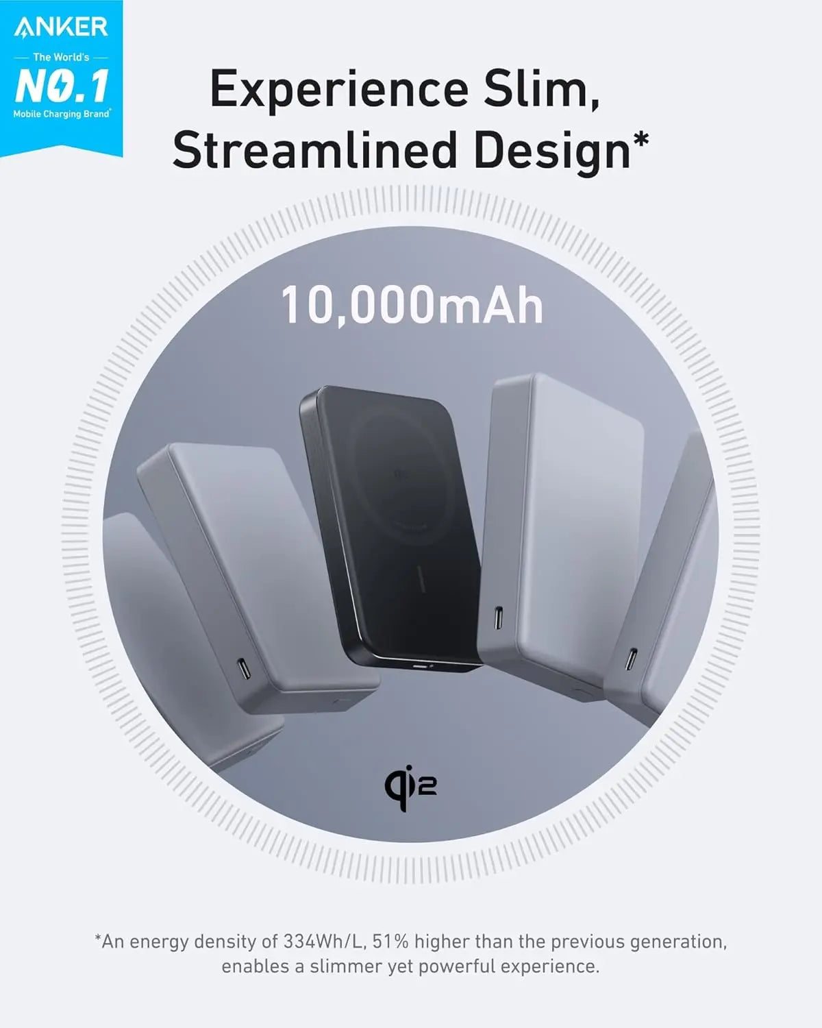 Anker MagGo Ultra Slim 10000mAh Qi2 Certified 15W Magnetic Wireless Power Bank - Portable Charger for iPhone 15/14/13, Samsung Galaxy, AirPods | Perfect for Travel, Work & Outdoor Adventures